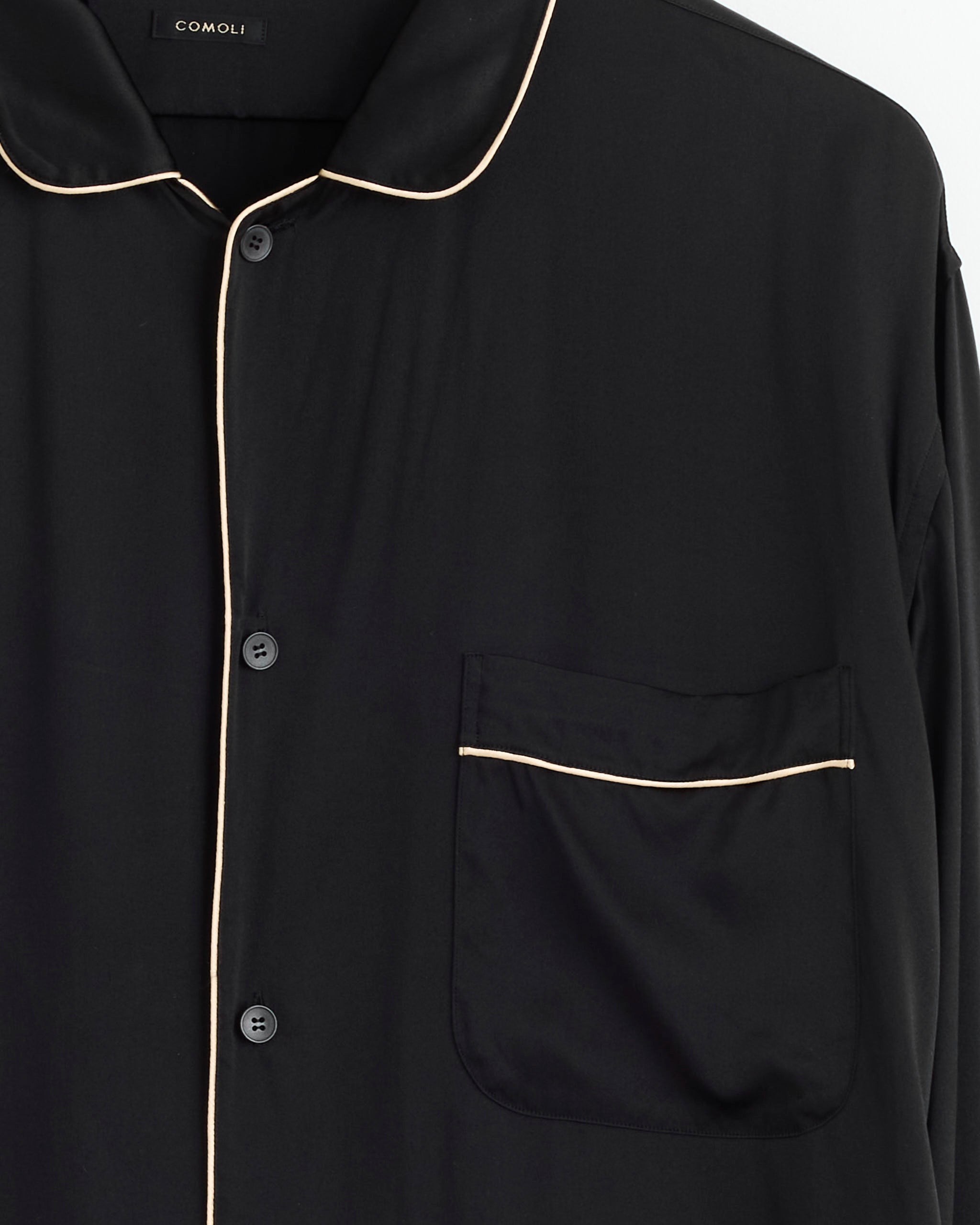 Comoli Silk Pajama Shirt Black - Black / 1 (275916)