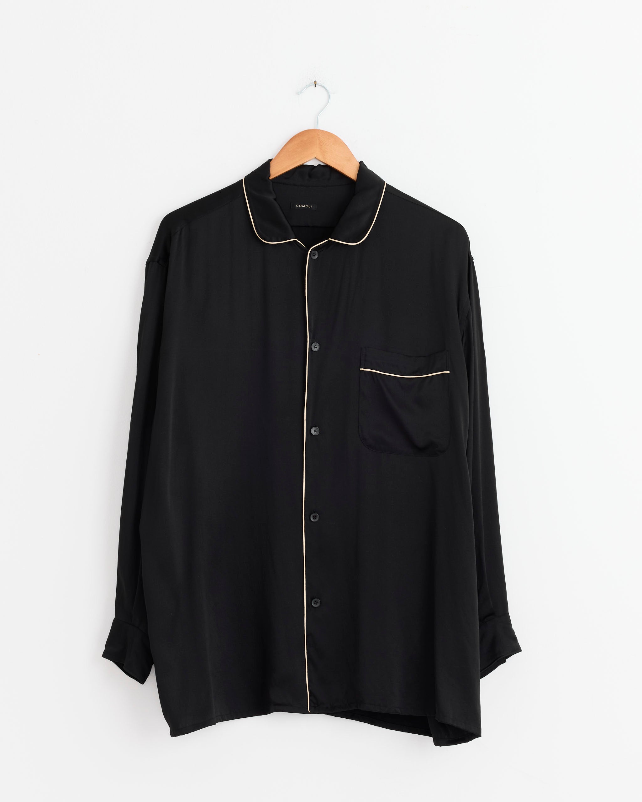 Comoli Silk Pajama Shirt Black - Black / 1 (275916)