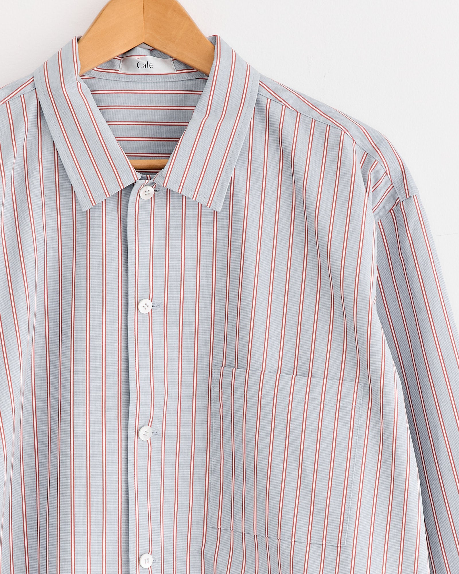 【cale カル】COTTON STRIPE B/D SHIRT 80s Stripe Shirt in Blue/Burgundy