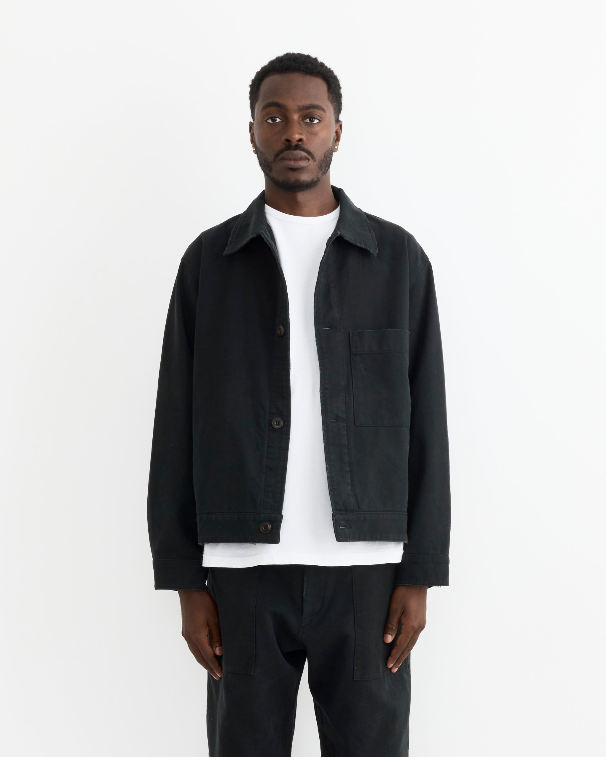 Lang Jacket in French Cotton Twill Black - French Cotton Twill Black / L (276711)