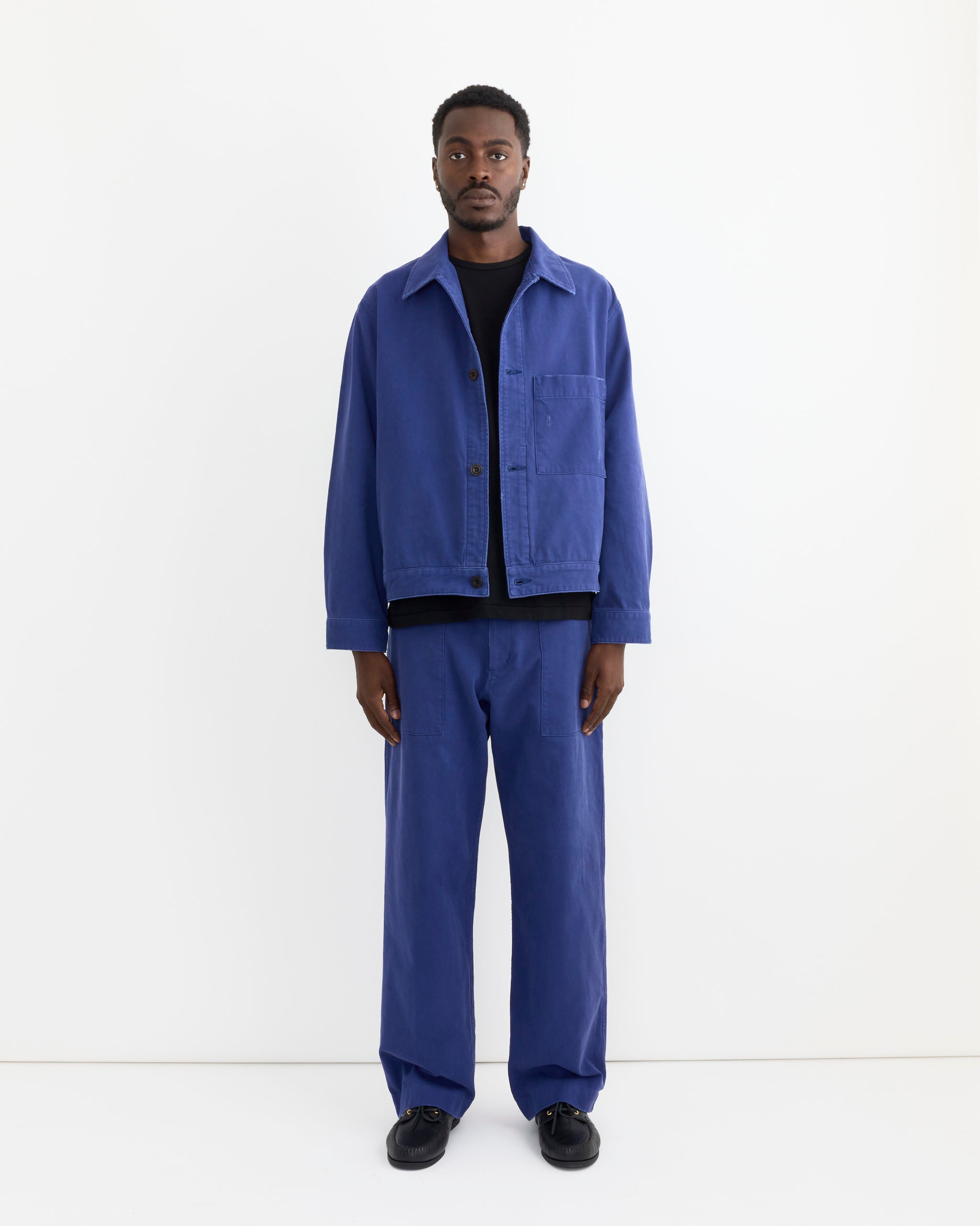 Isadoreサイクルジャケット ブルーパープル/バーガンディ Lang Jacket in French Cotton Twill Blue