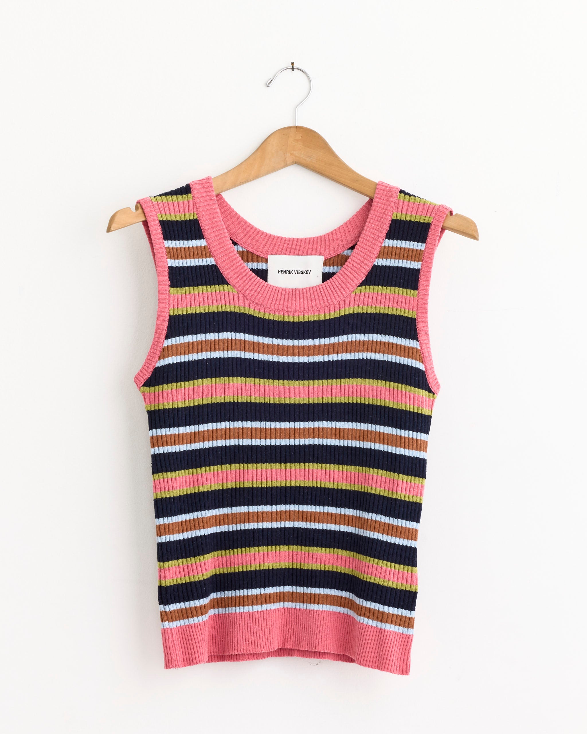 Henrik Vibskov Silk Stripes Singlet Navy Stripes - Navy Stripes / S (276926)