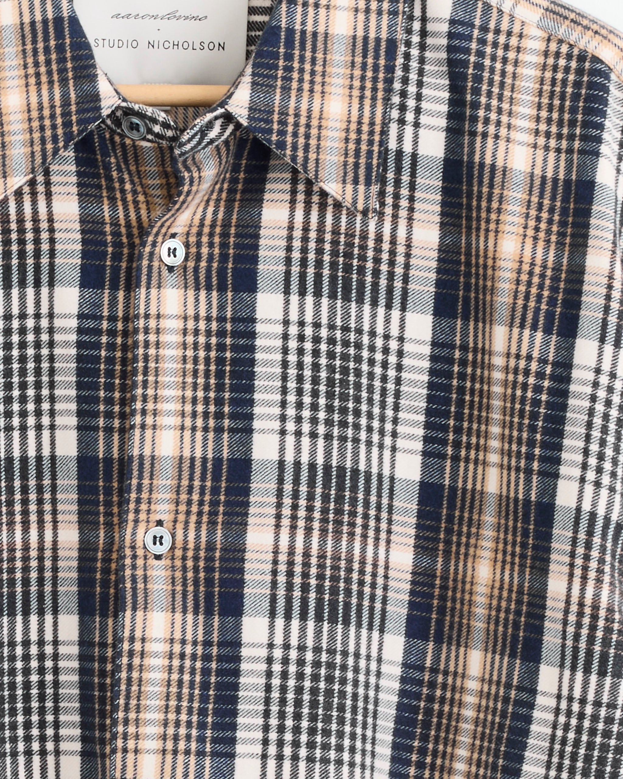 Studio Nicholson x Aaron Levine View Shirt in Navy/Oatmeal - Navy/Oatmeal / L (276935)