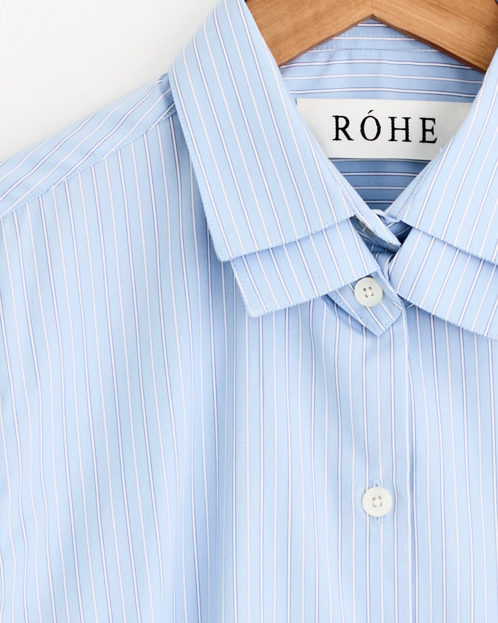 Róhe Double Collar Shirt Blue Stripe - Blue Stripe / 36 (277139)