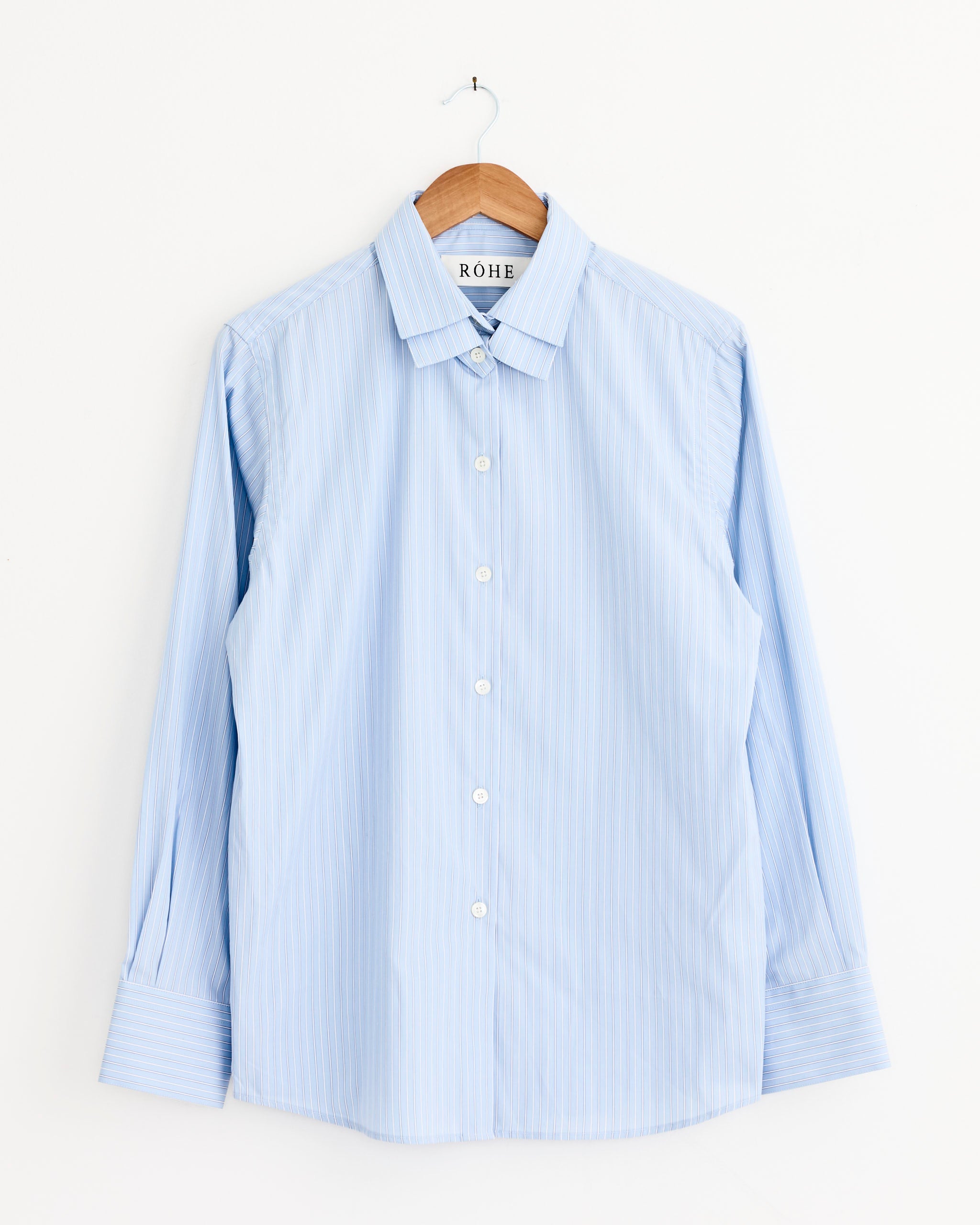 Róhe Double Collar Shirt Blue Stripe - Blue Stripe / 36 (277139)
