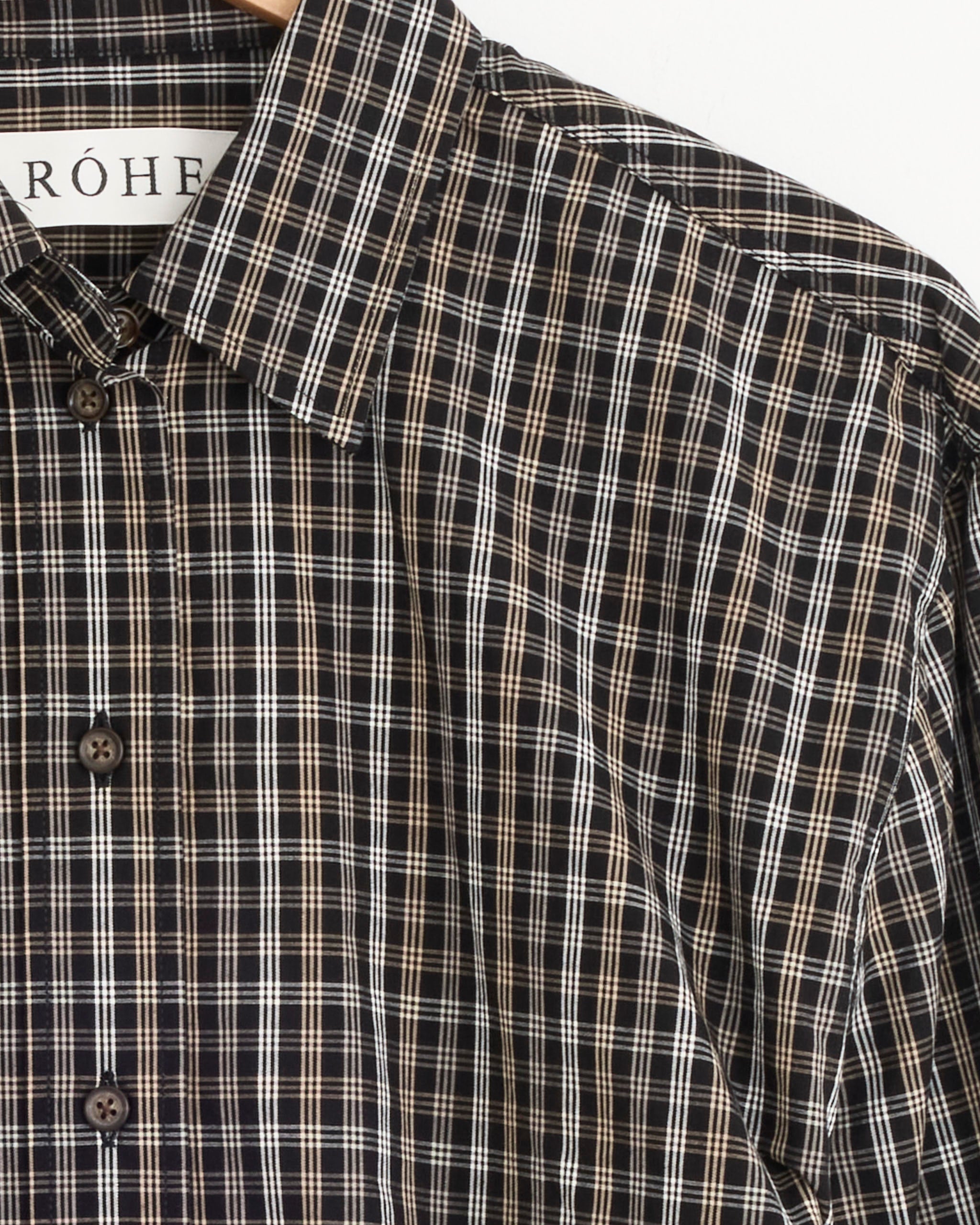 Róhe Shaped Check Shirt Black/Brown Check - Black/Brown Check / 36 (277157)