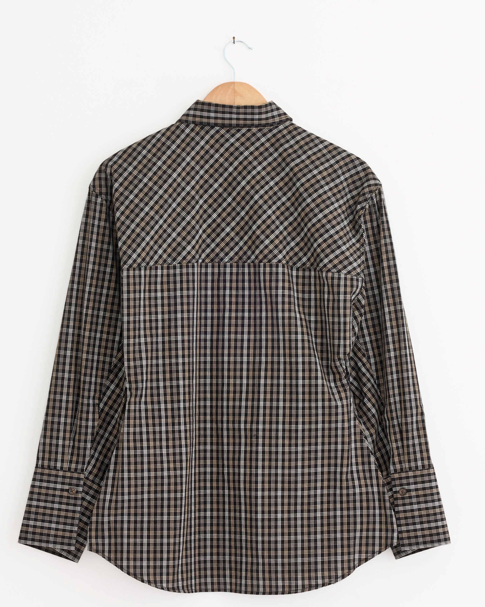 Róhe Shaped Check Shirt Black/Brown Check - Black/Brown Check / 36 (277157)