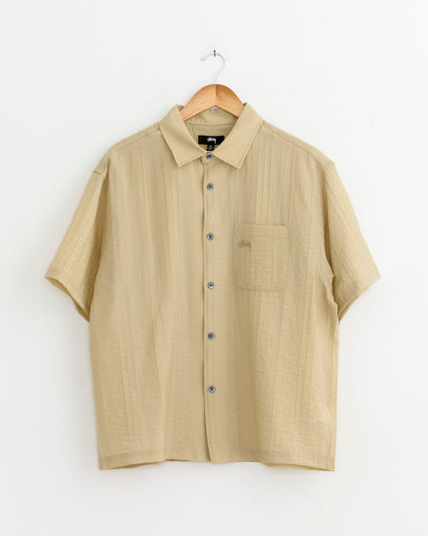Pleated Textured Shirt in Tan