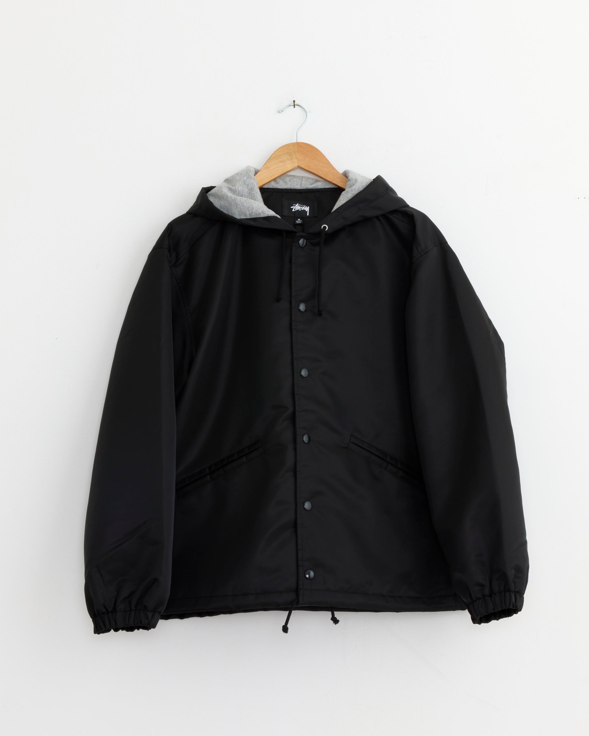 Hooded Coaches Jacket in Black