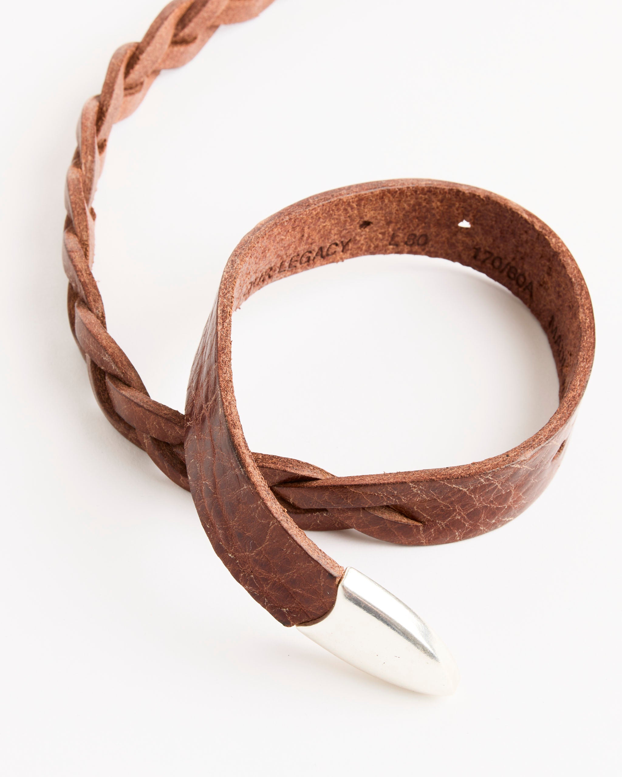 2 CM Braided Belt in Cognac