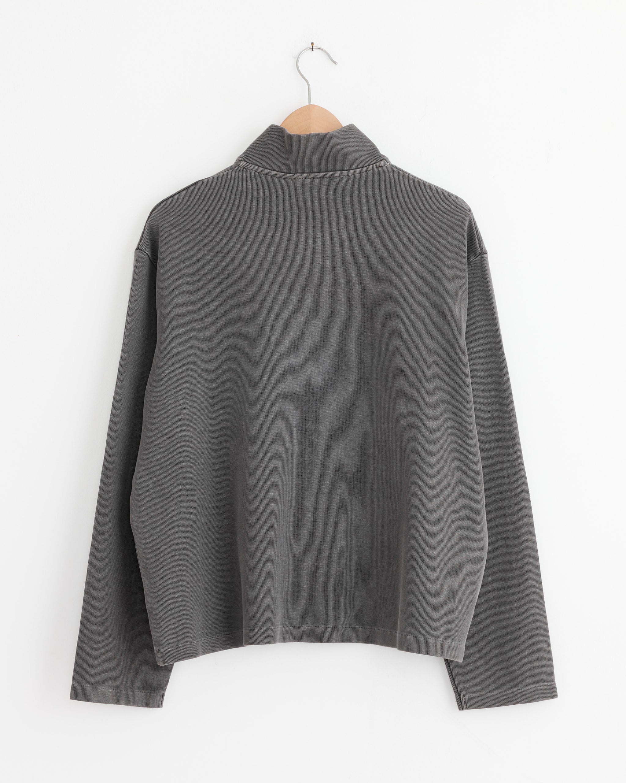 Shrunken Full Zip Sweater in Worn Graphite
