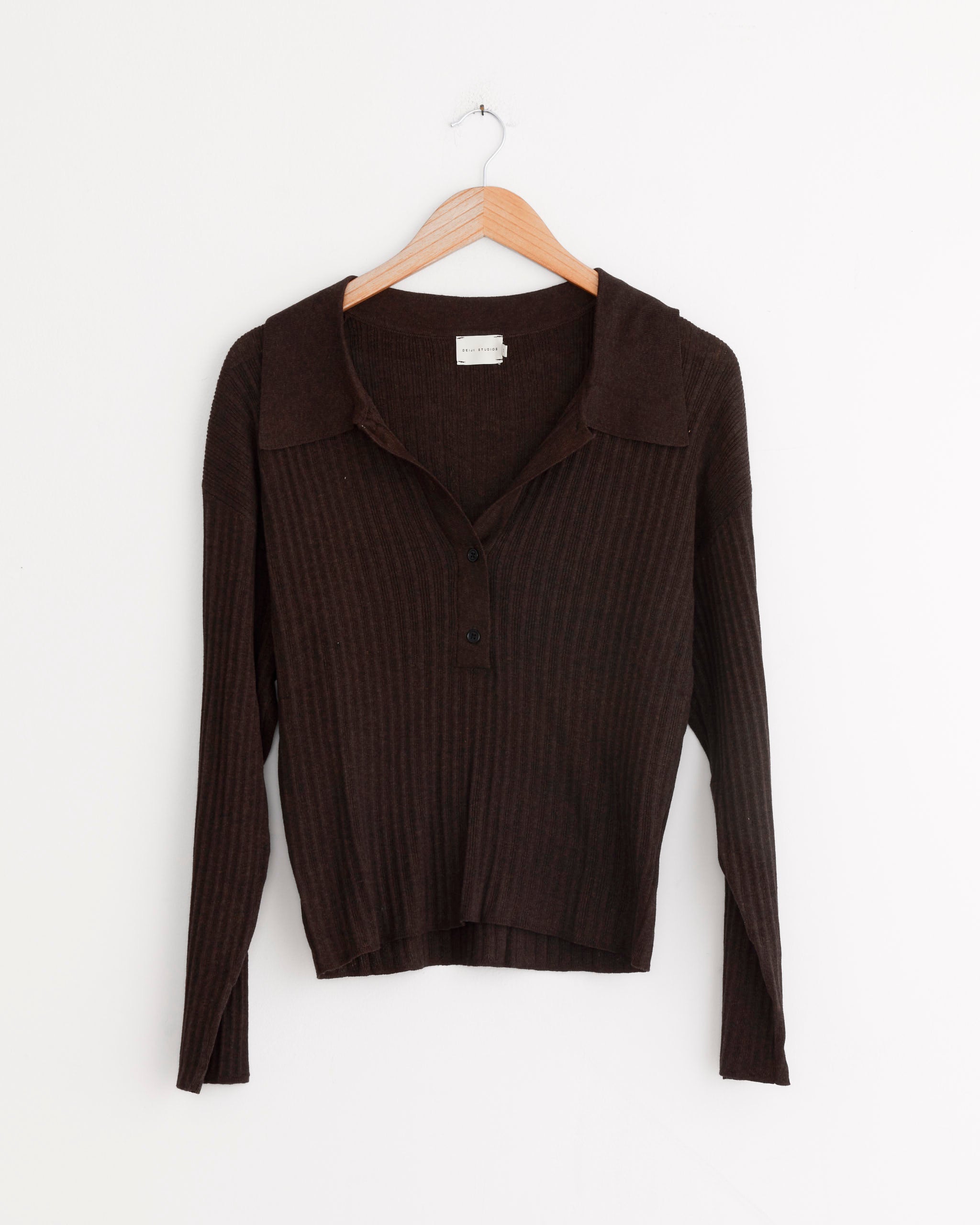 Polo Knit in Dark Almond - Dark Almond / XS (277974)