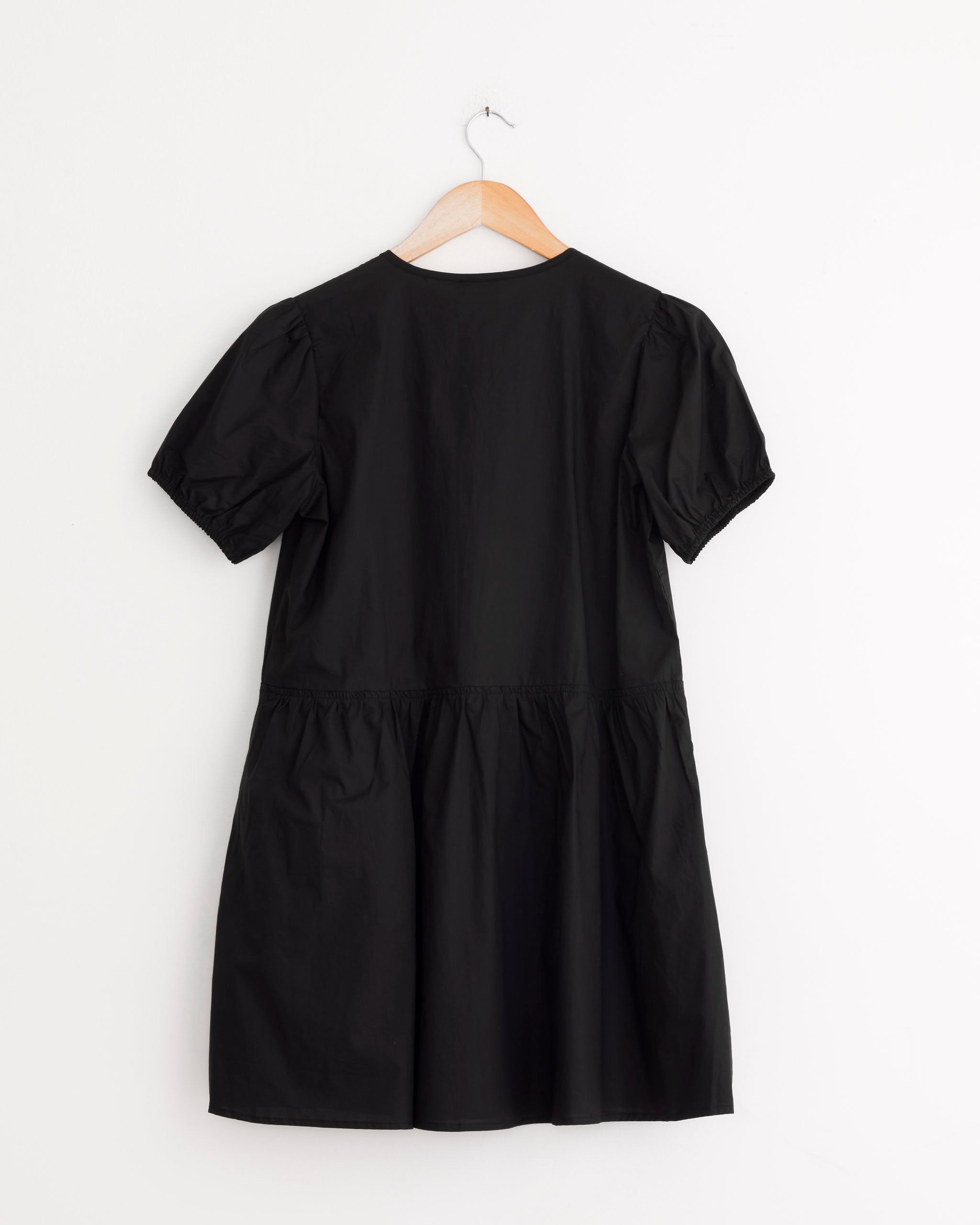 black mini dress with pockets Black Short Sleeve Babydoll Dress - Mini Dresses