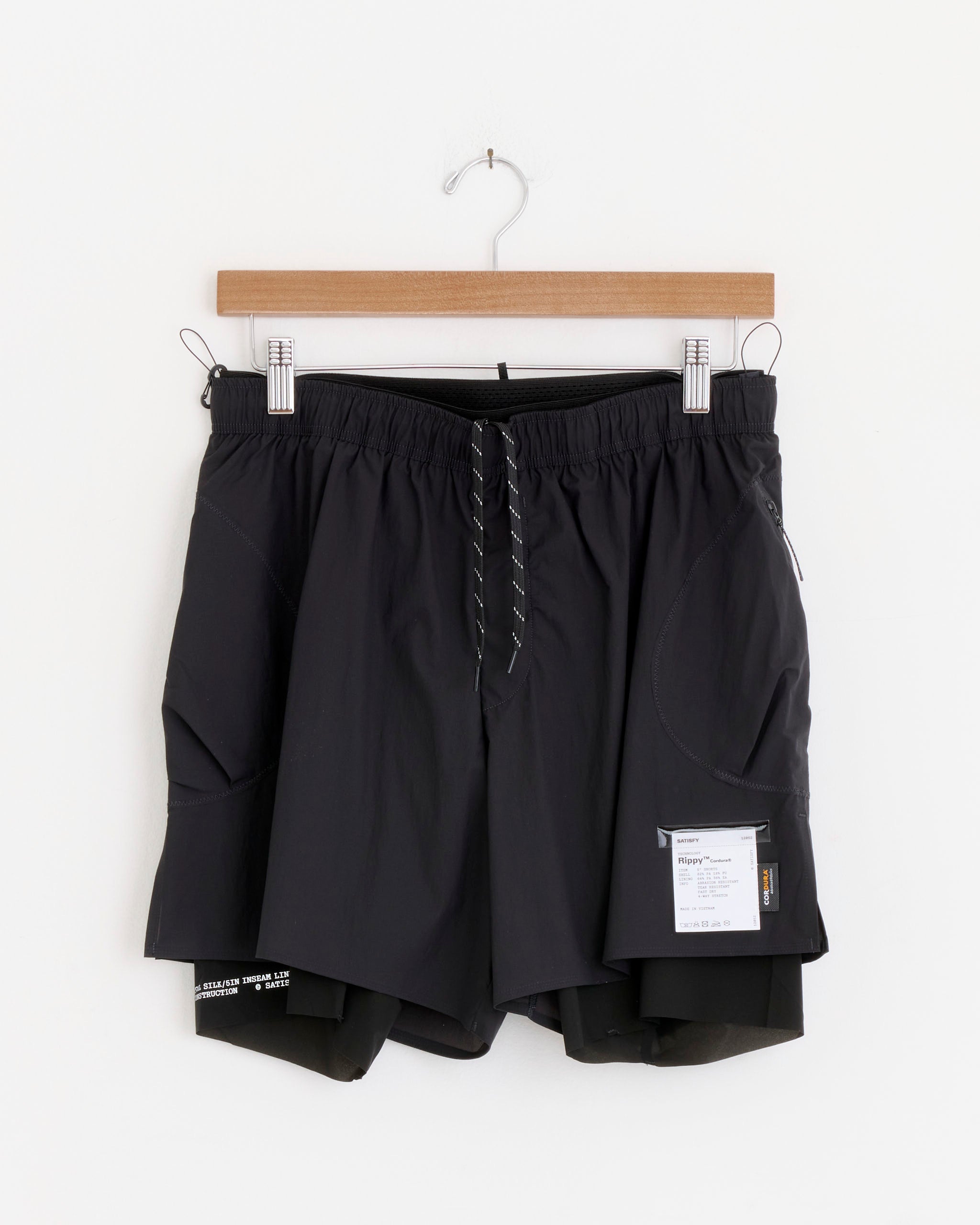 Satisfy Running Rippy Cordura 5 Short - Black / M (278136)
