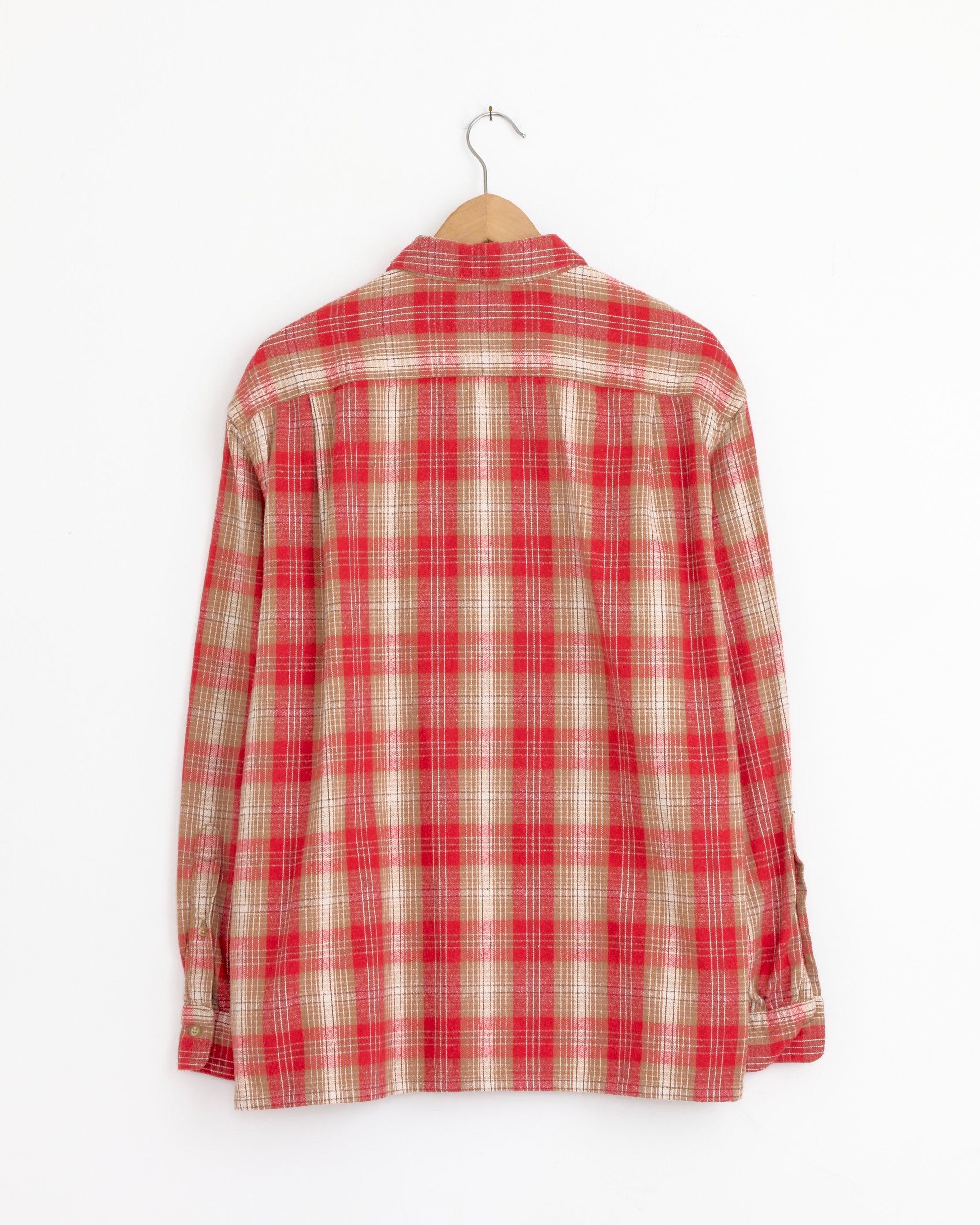 Vintage Cotton Silk Nep Twill Check Shirt in Red