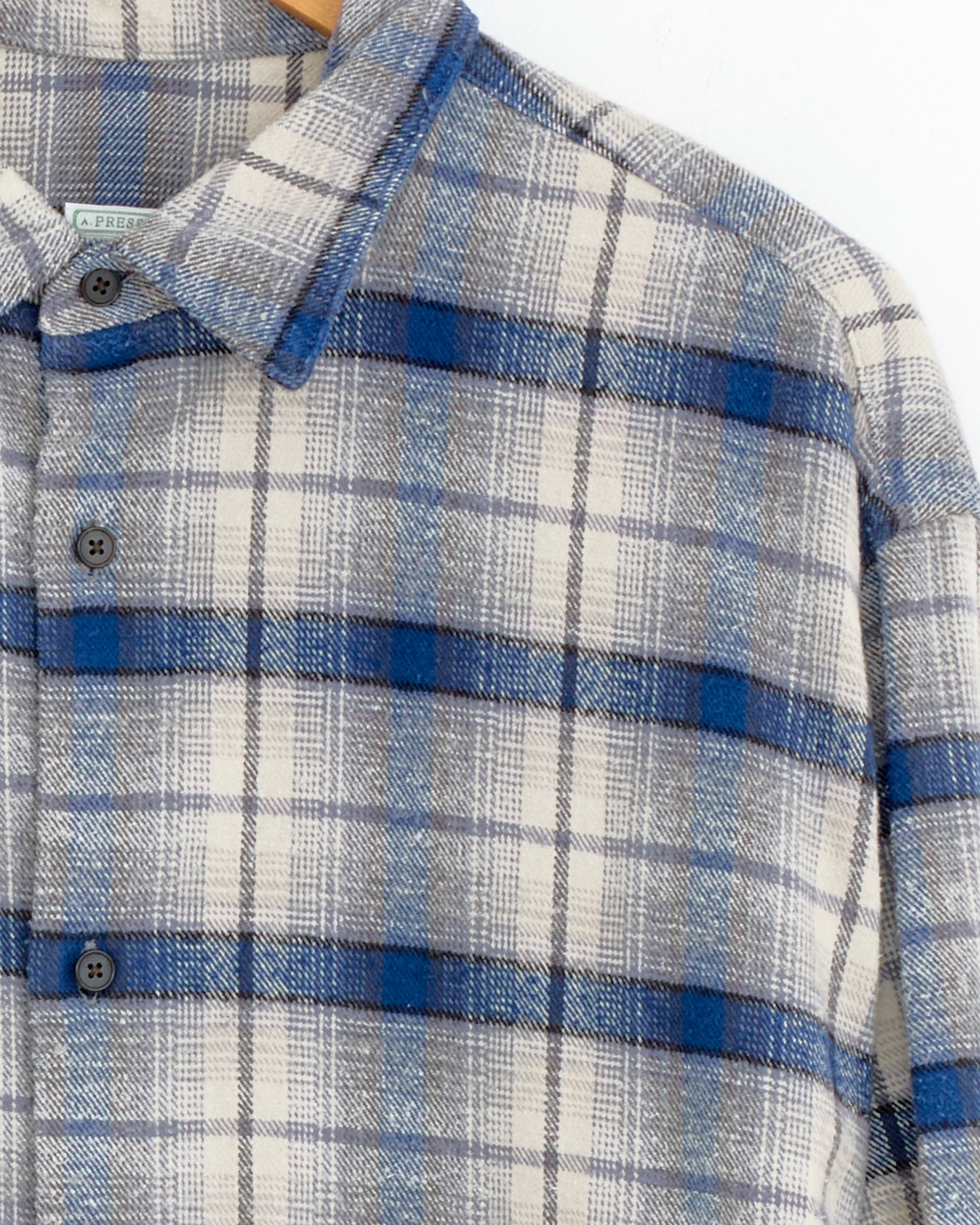 アプレッセ Silk Nep Twill Check Shirts SIZE2 Vintage Cotton Silk Nep Twill Check Shirt in Navy