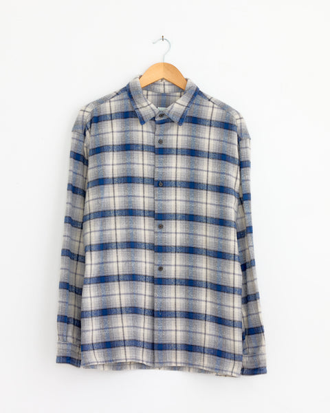 トップス Cotton Silk Nep Twill Check Shirts Vintage Cotton Silk Nep Twill Check Shirt in Navy