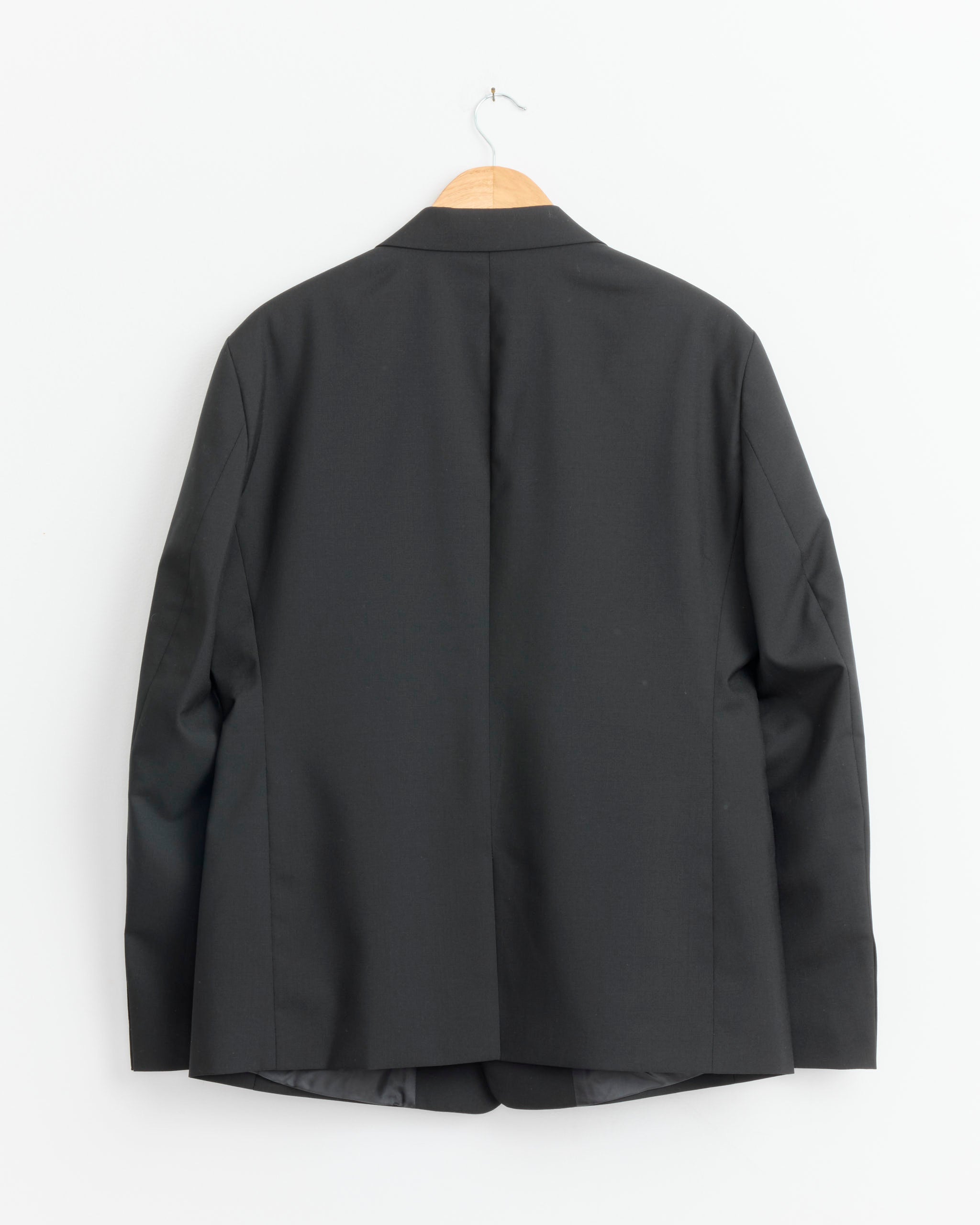 Single Breasted Tropical Wool Blazer in Black