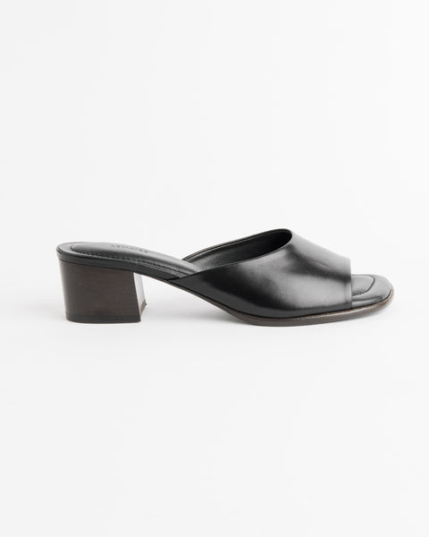 Square Heeled Mules in Black