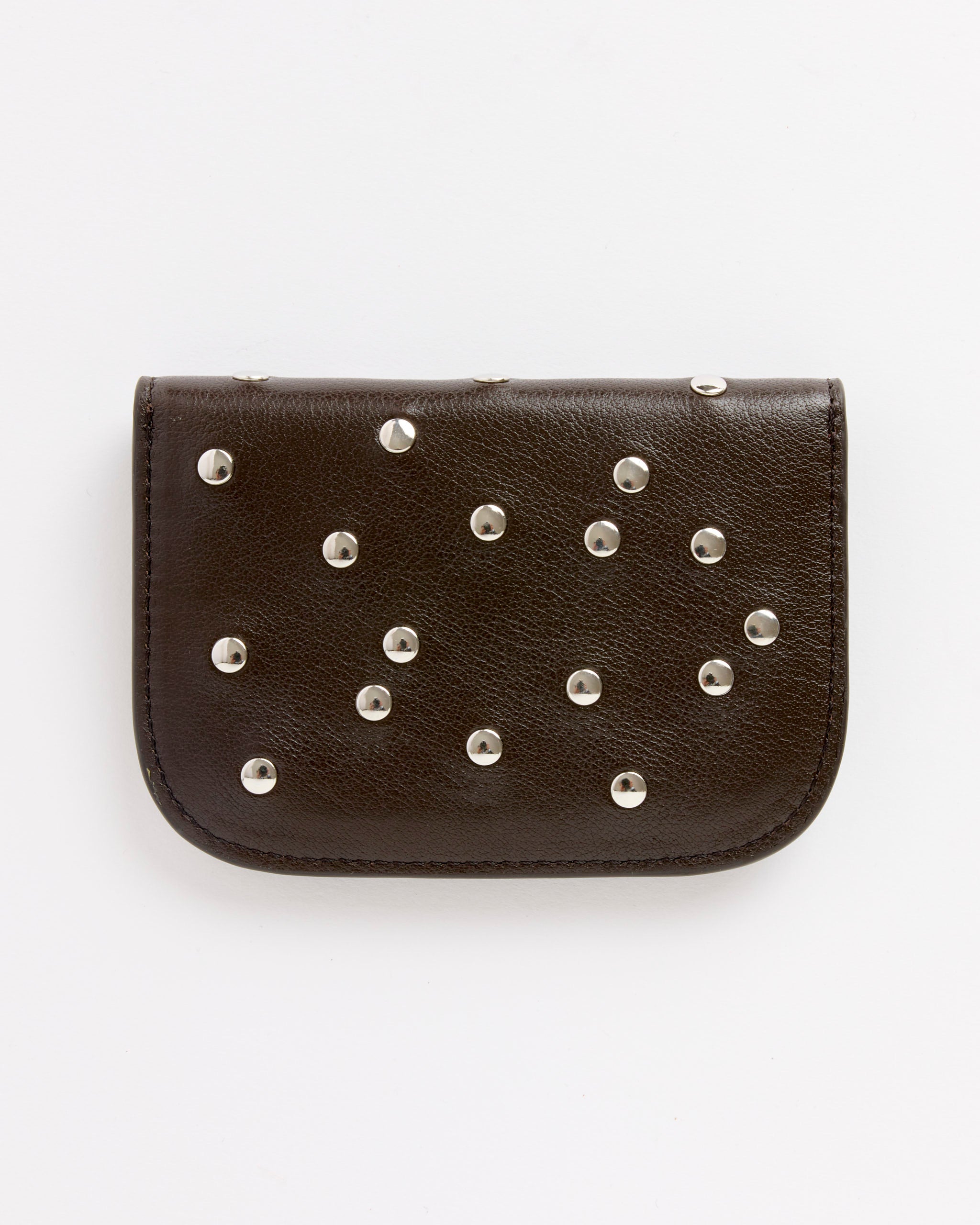 Soft Tab Studs Dots Card Holder in Dark Chocolate