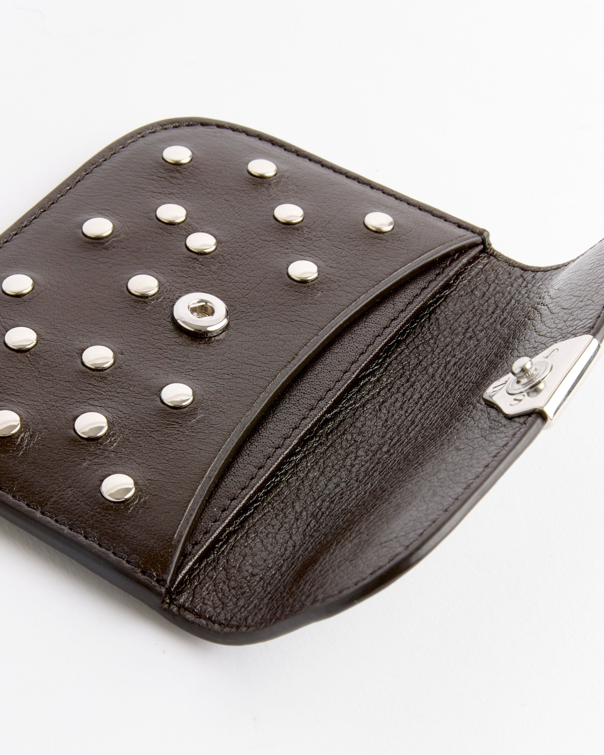 Soft Tab Studs Dots Card Holder in Dark Chocolate