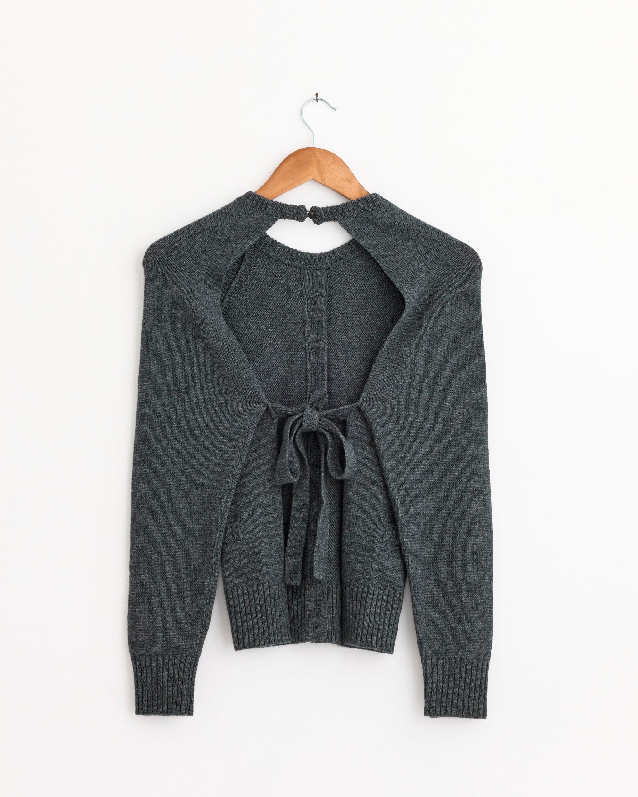 Merino Wool Open Back Cardigan in Grey - Grey / OS (279061)