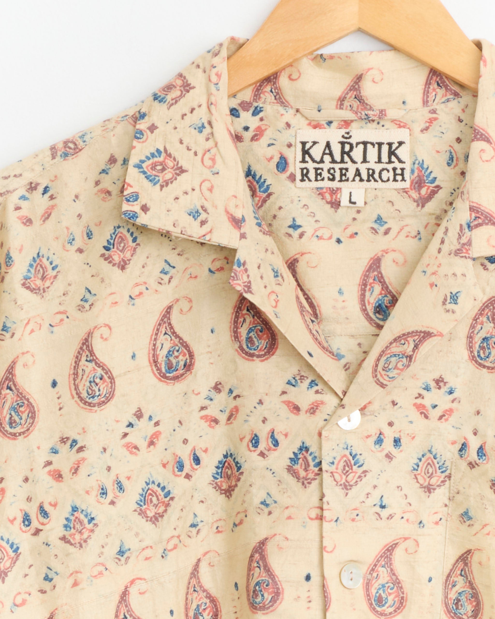 Camp Shirt in Ecru/Orange/Indigo