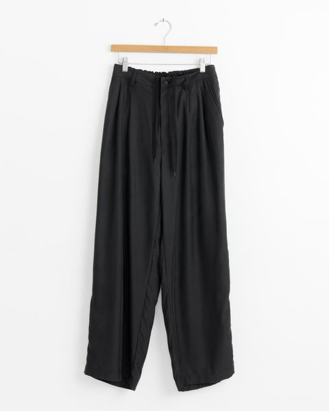 Cupro Twill Wide Easy Trouser in Black