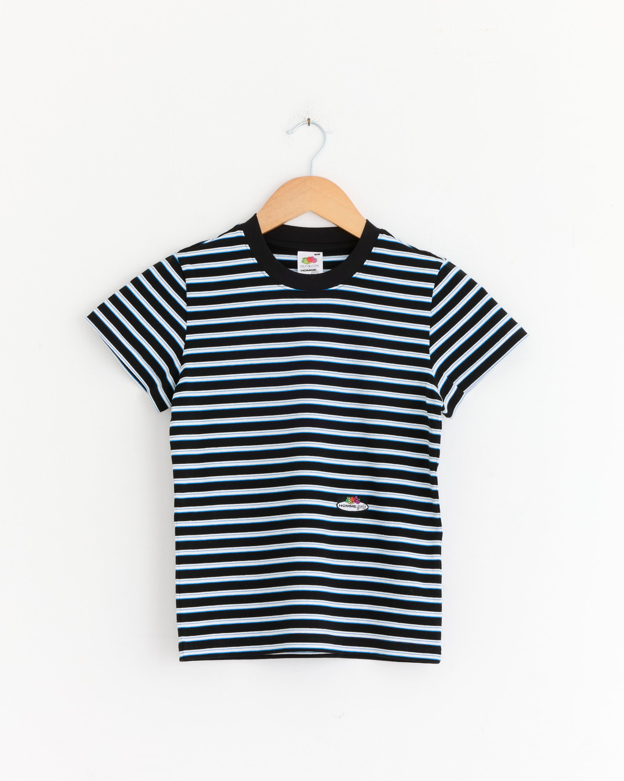 Hommegirls Striped Baby Tee Black Blue Stripe - Black Blue Stripe / S (279504)