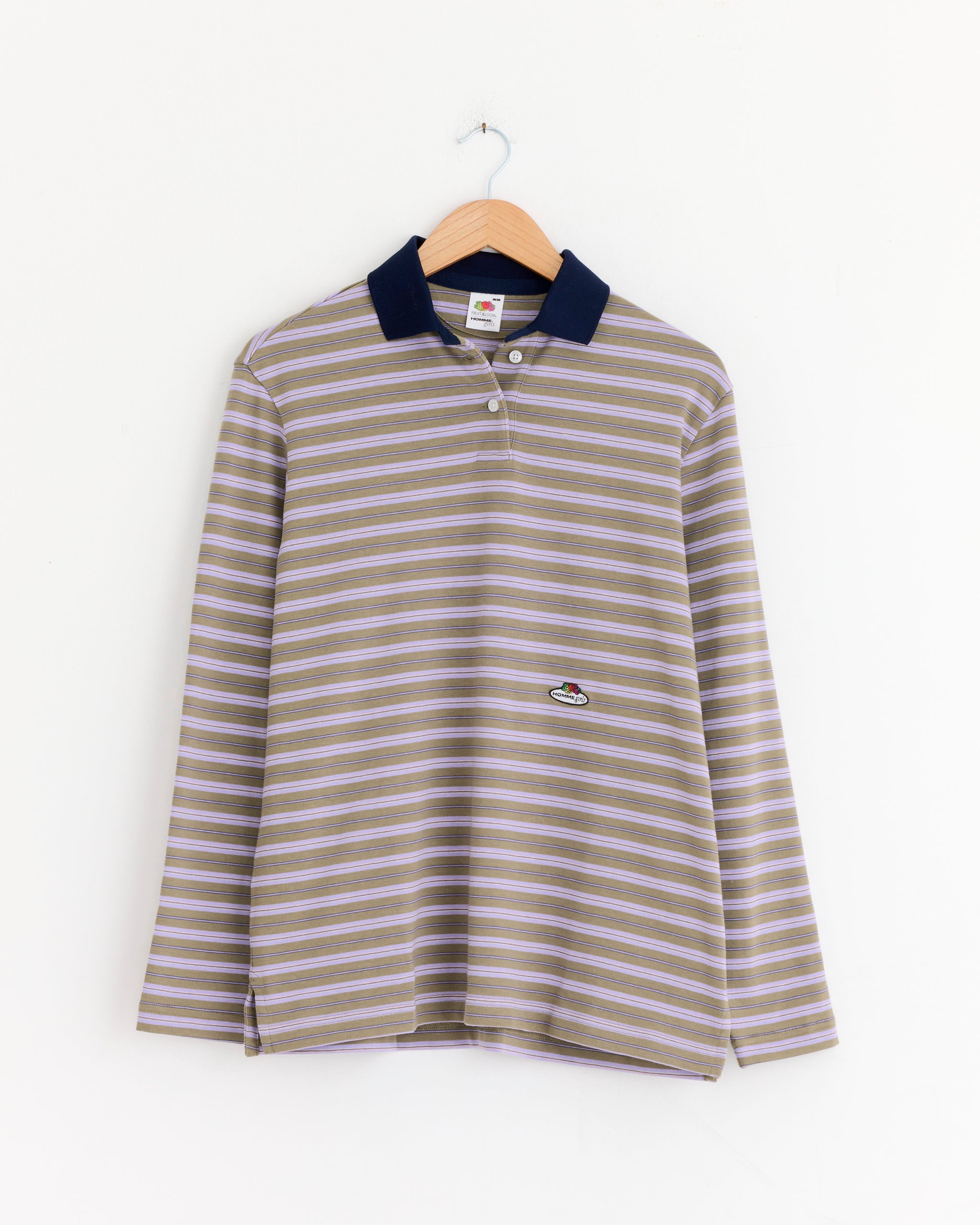 Hommegirls Striped Long Sleeve Polo Lilac Stripe - Lilac Stripe / S (279508)