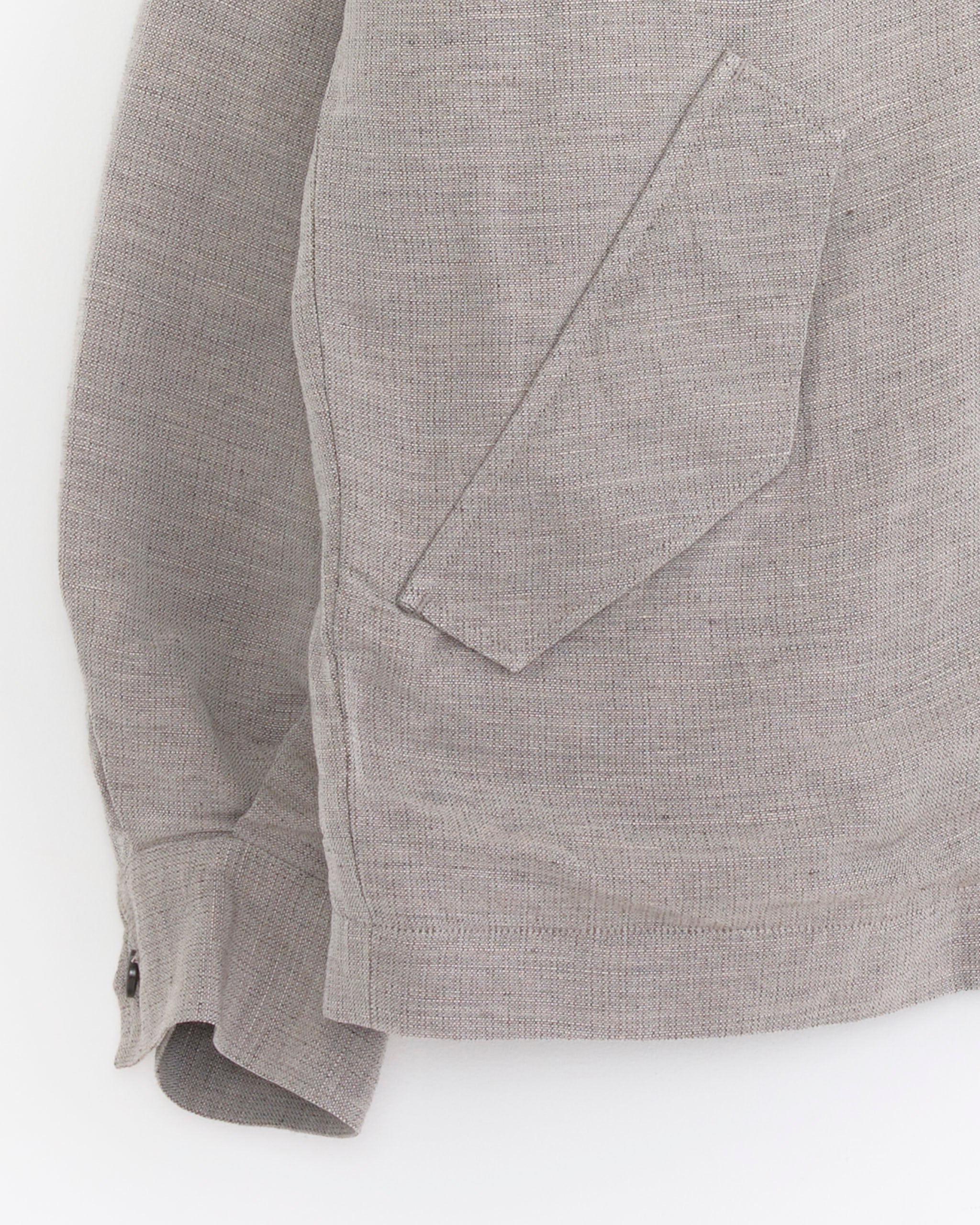 Linen Cupronickel Hopsack Harrington Jacket in Taupe