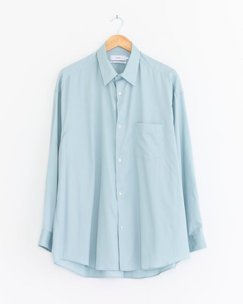 Silicon Poplin Oversized Regular Collar Shirt in Smoked Blue