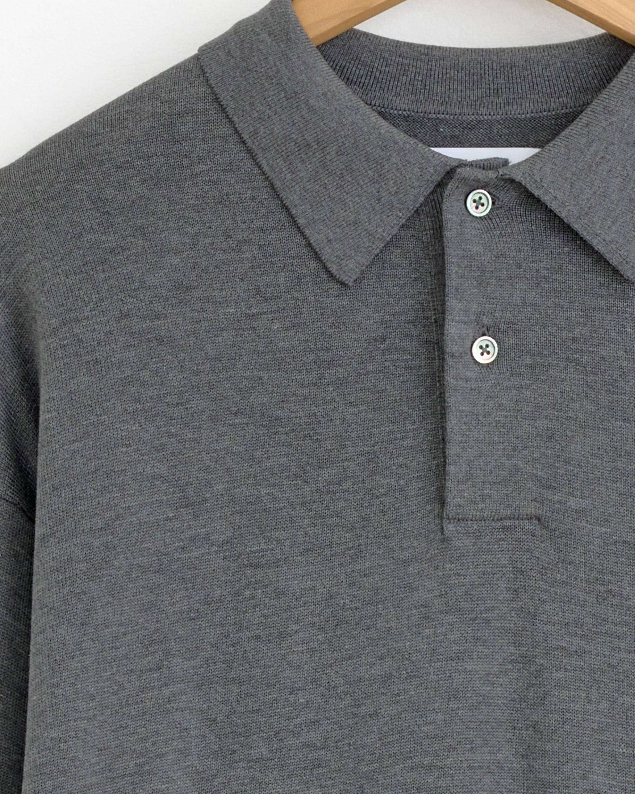 Suvin High Gauge Knit Oversized Polo in Top Grey