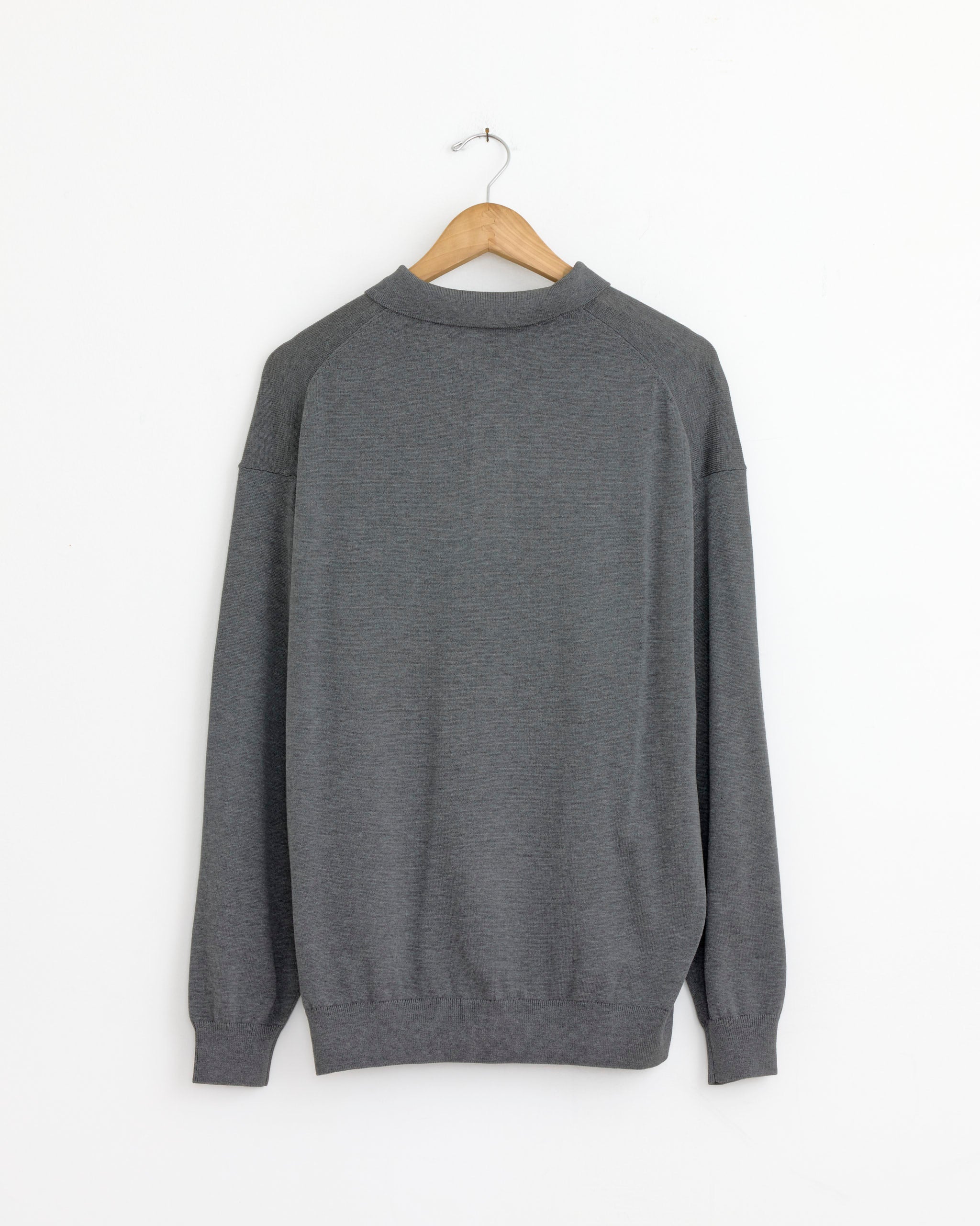 Suvin High Gauge Knit Oversized Polo in Top Grey