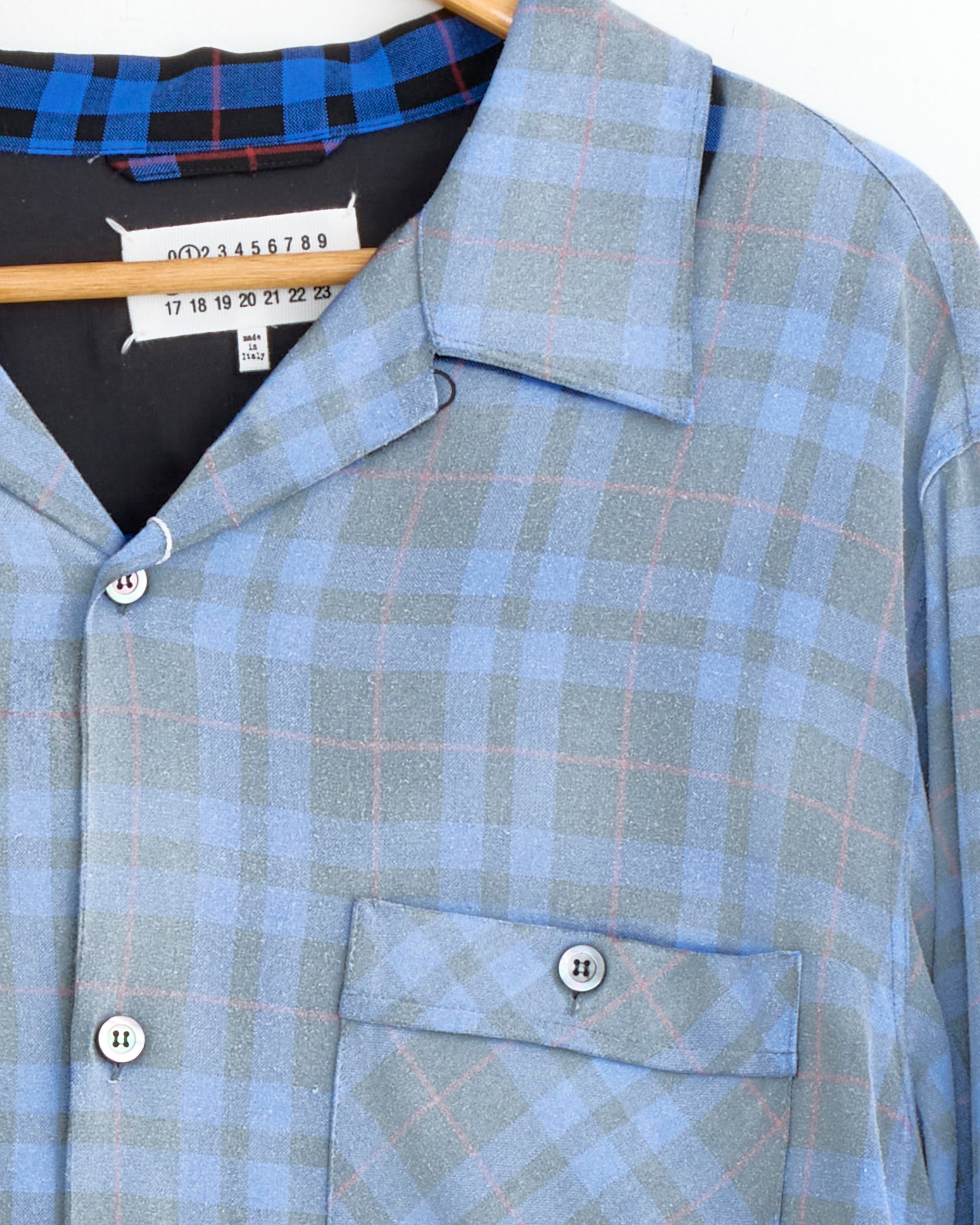 Maison Margiela S50DT0069 L/S Shirt - Blue Tartan / IT50 (279635)
