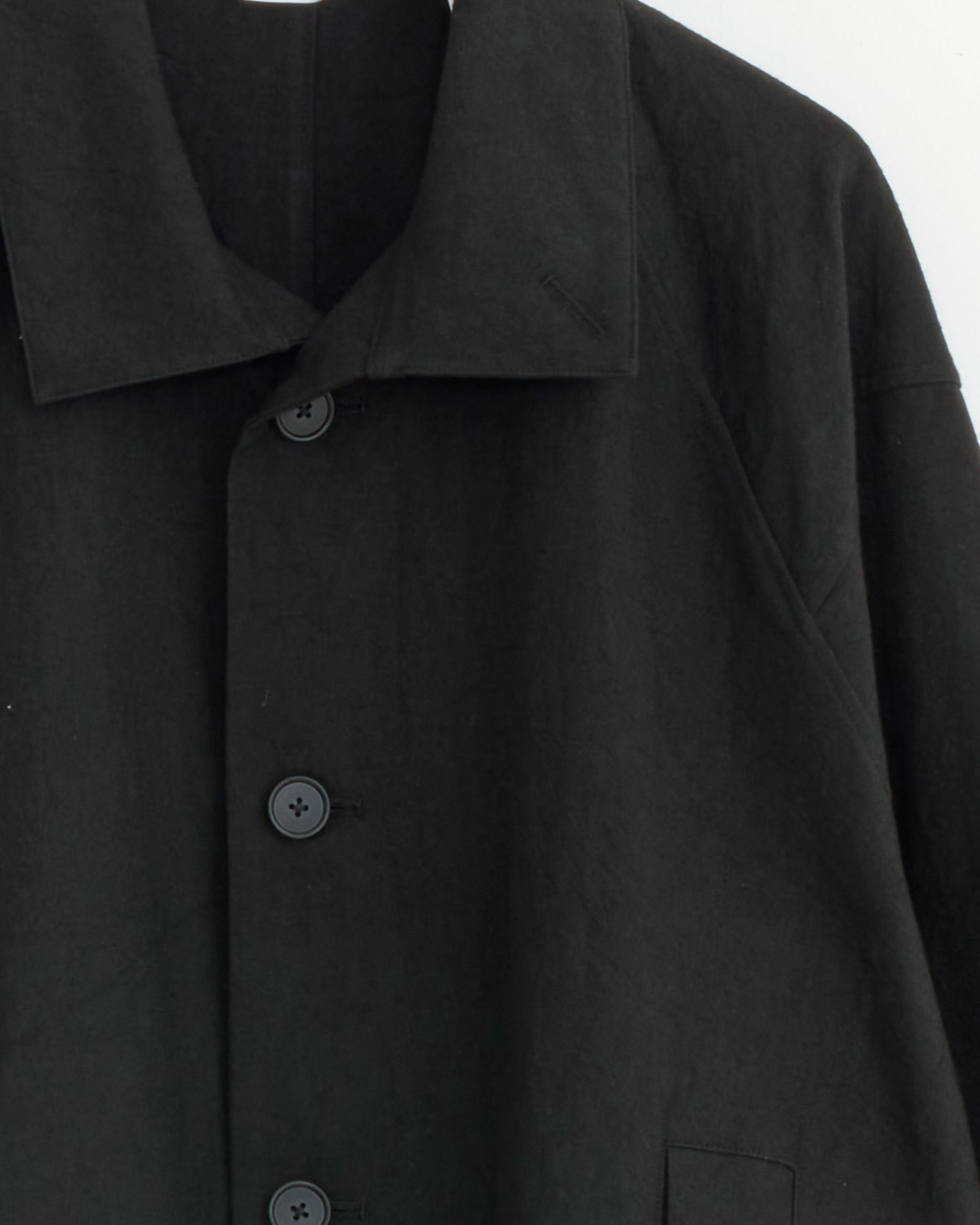 Cotton Linen Half Coat in Black