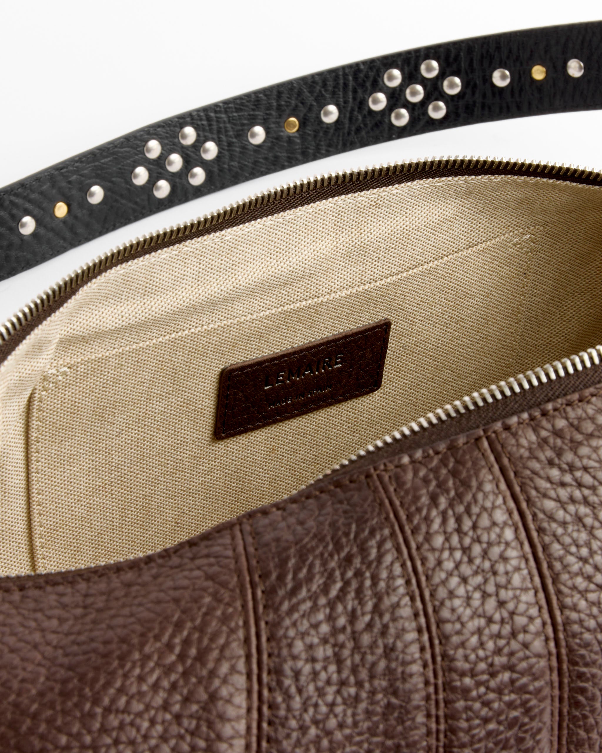 Western Studs Medium Croissant Bag in Dark Chocolate