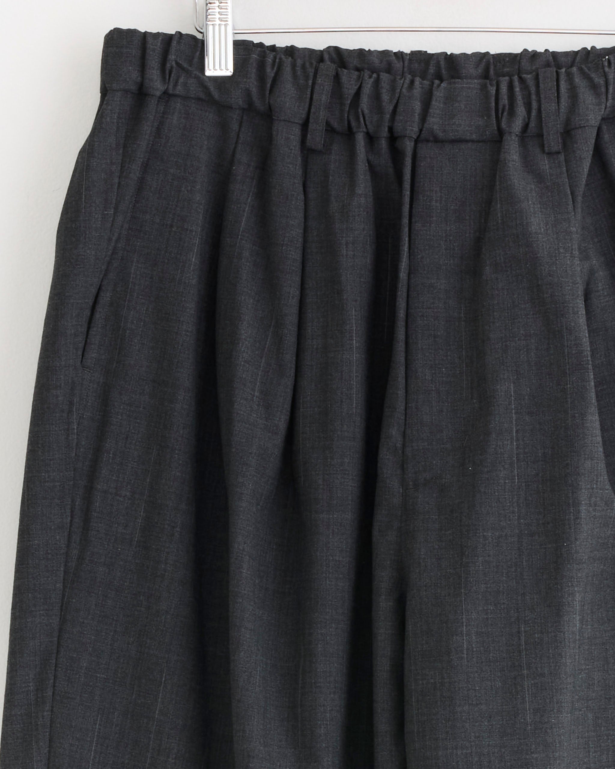 Double Pleated Wide Easy Pant in Charcoal Grey