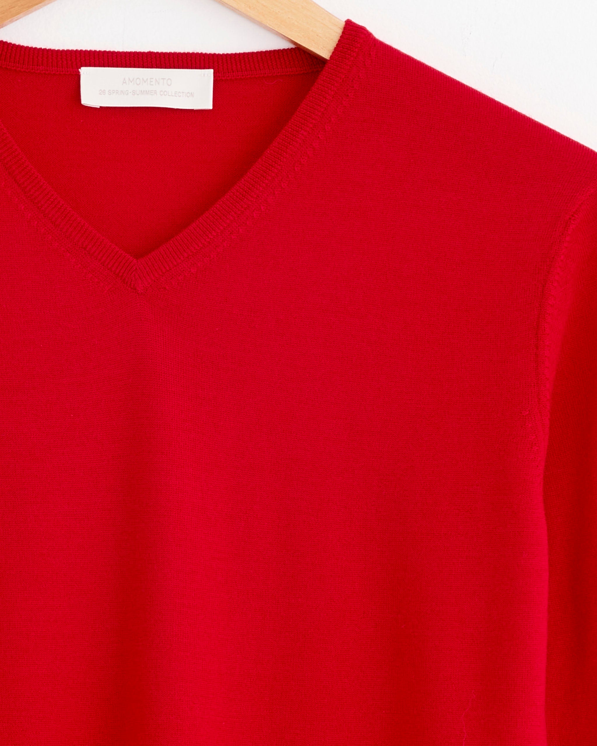 Amomento Wool V-Neck Knit Red - Red / 0 (280090)