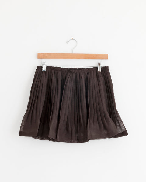 Pleated Mini Skirt in Brown