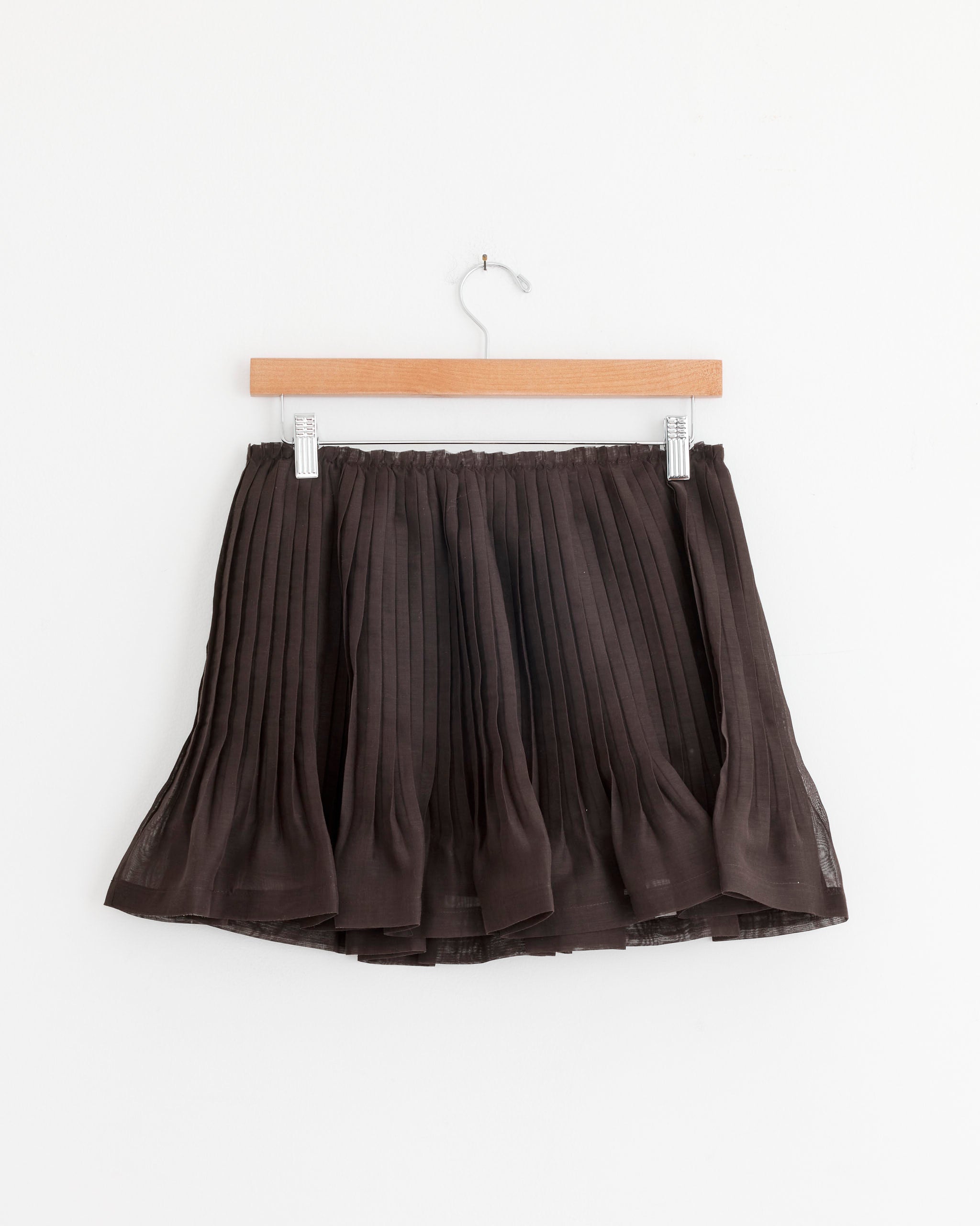 Pleated Mini Skirt in Brown