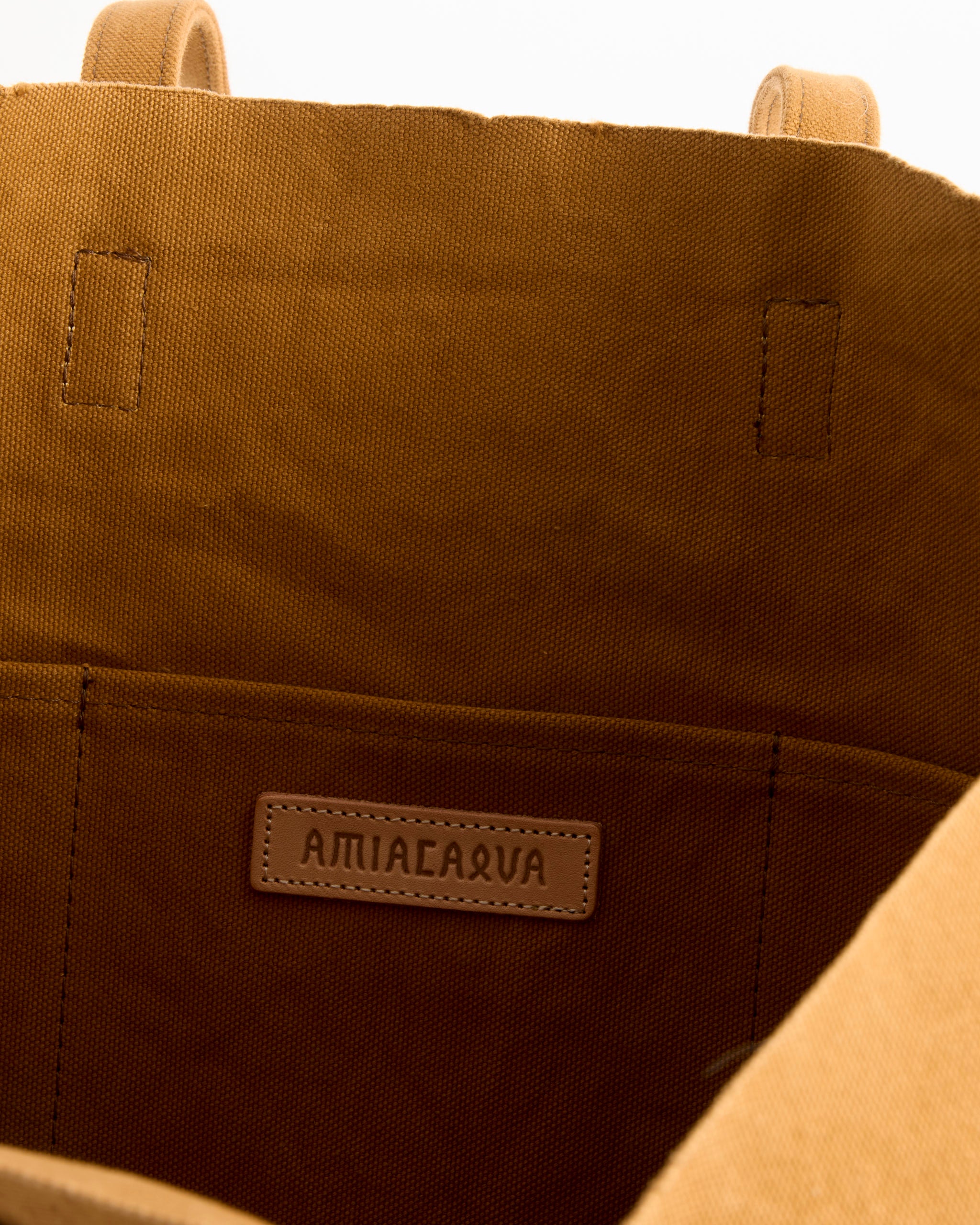 Amiacalva Washed Canvas 6 Pockets Tote - Mustard - M - Default Title (280472)