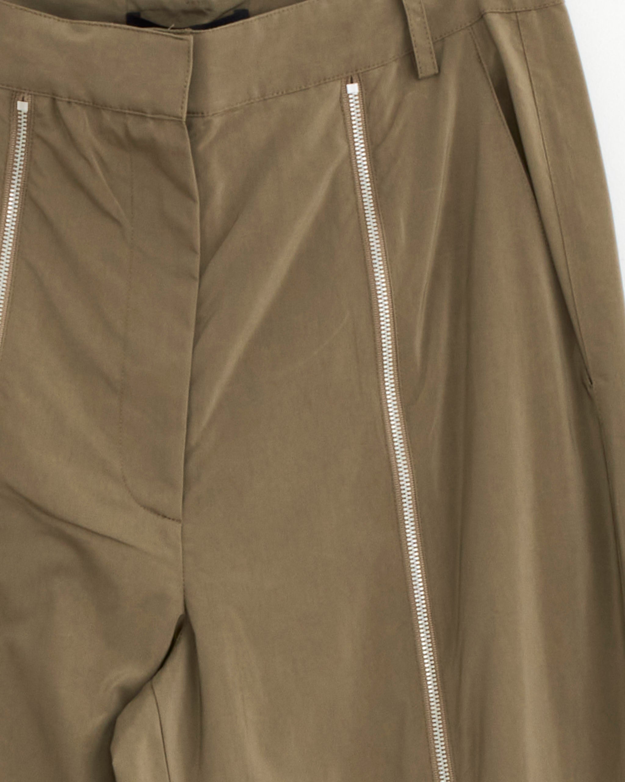 Nylon Zipper Trouser in Dark Taupe Nylon Zipper Trouser in Dark Taupe