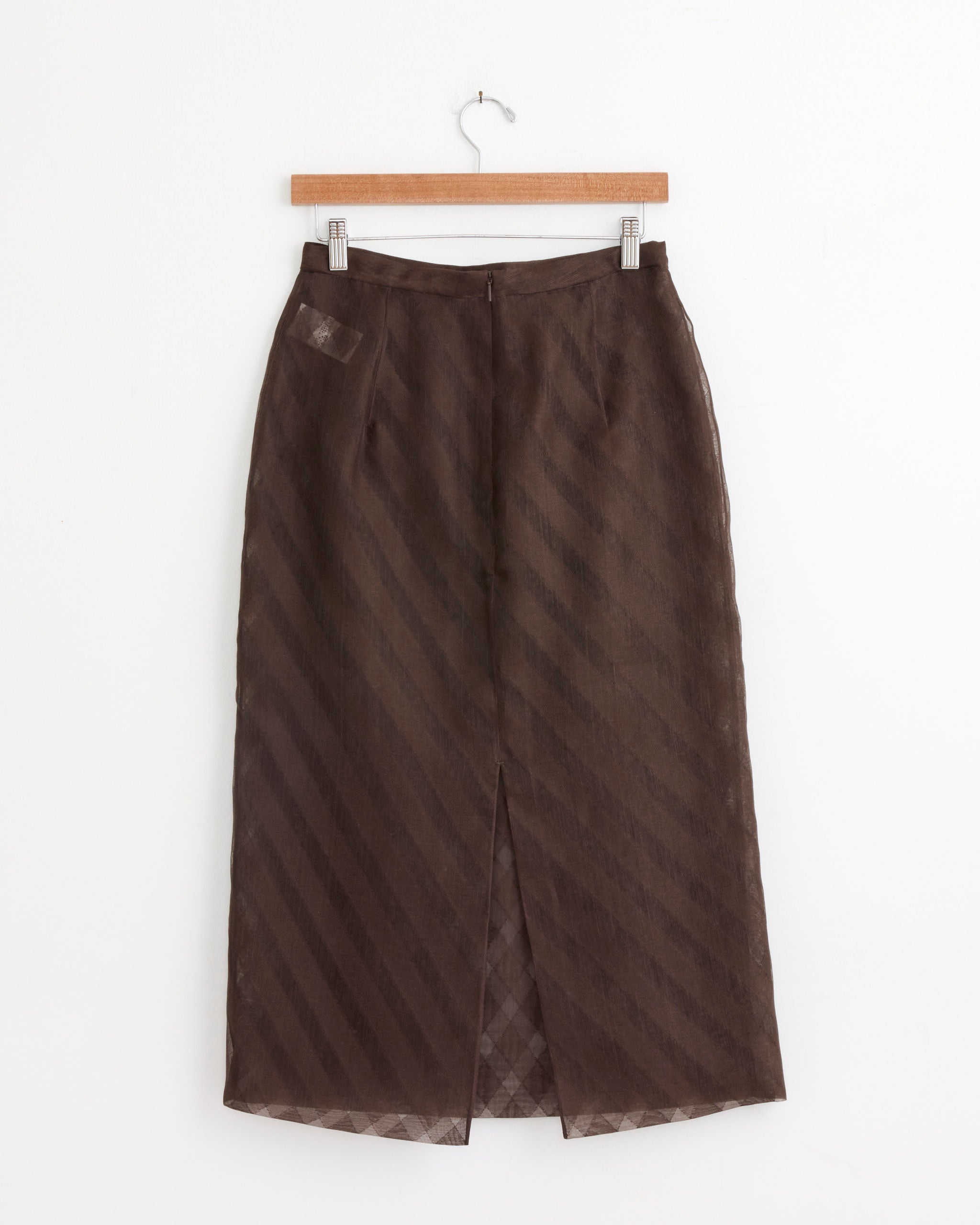 Auralee Sheer Silk Pencil Skirt Dark Brown - Dark Brown / 1 (281028)