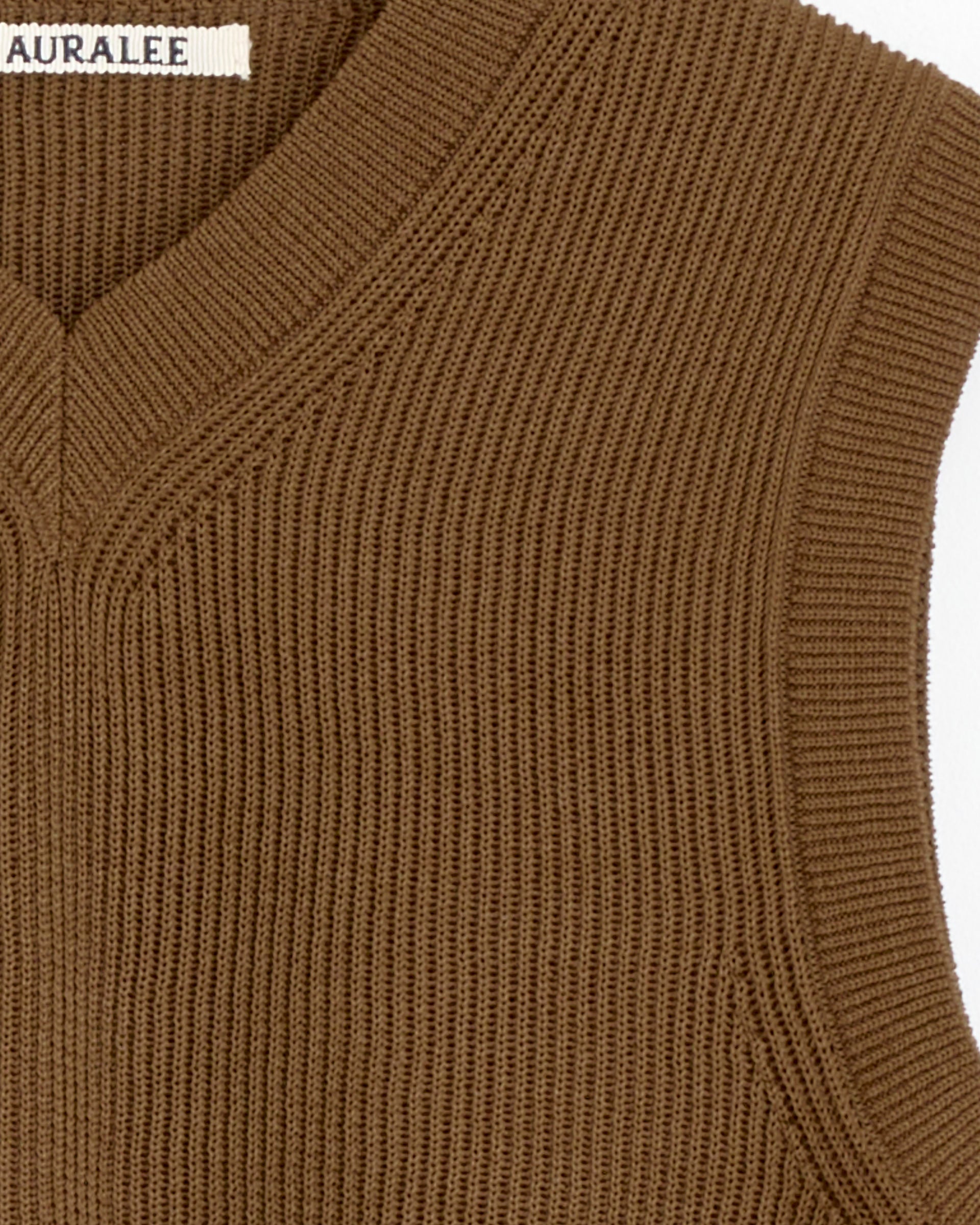 Flat Yarn Rib Knit Vest in Light Brown
