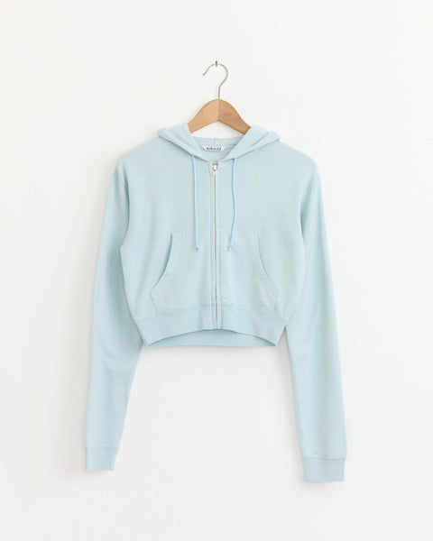 High Twist Light Sweat Zip Parka in Pale Blue