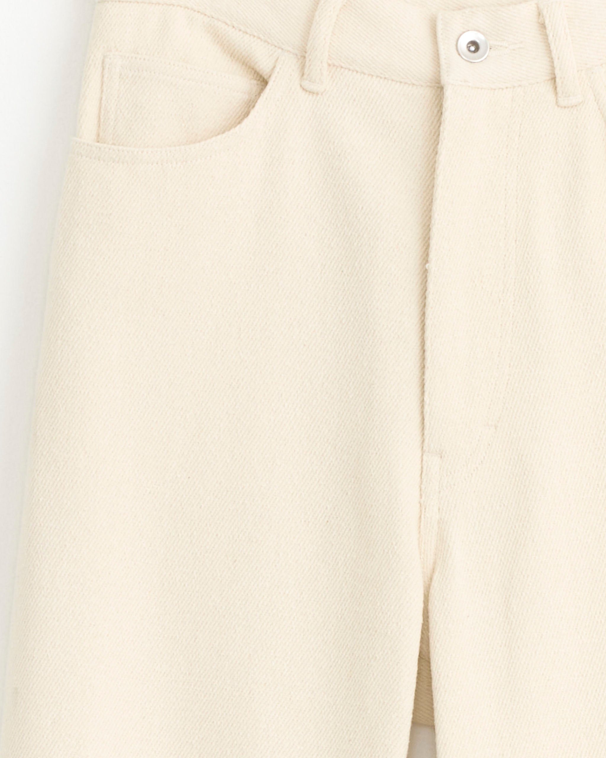 Silk Nep Denim 5P Wide Pant in Ivory White