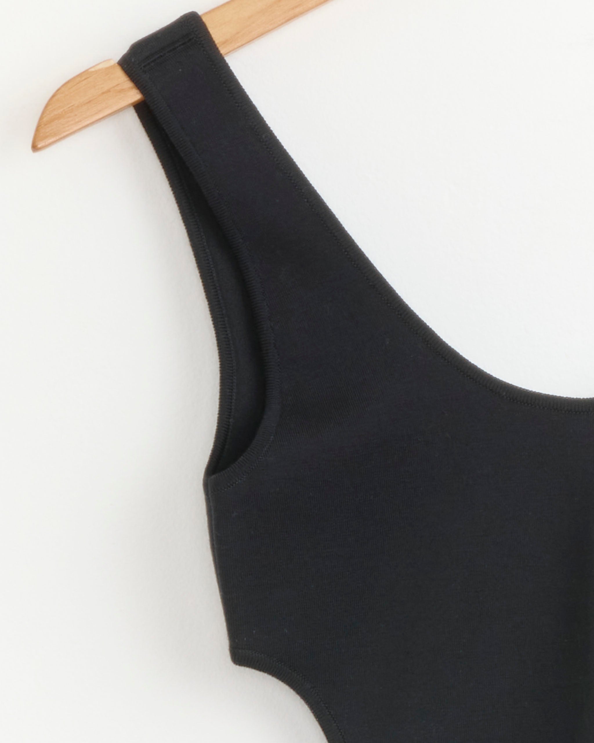 Double Faced Silk Cotton Knit Tank in Black
