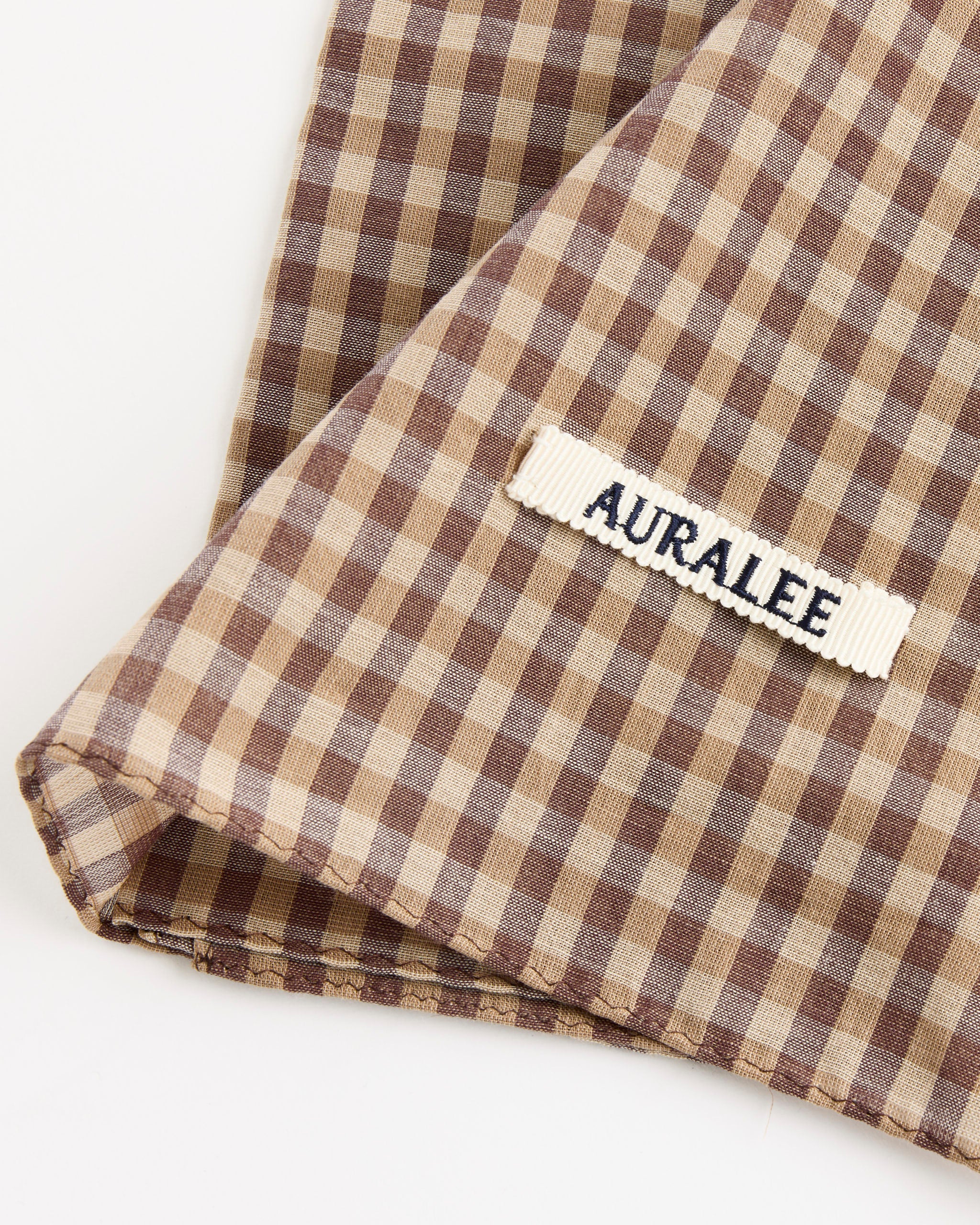 Airy Light Cotton Check Scarf in Brown Gingham Check