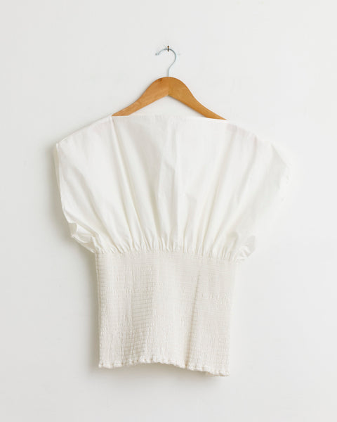 Smocked Sleeveless Top in Chalk